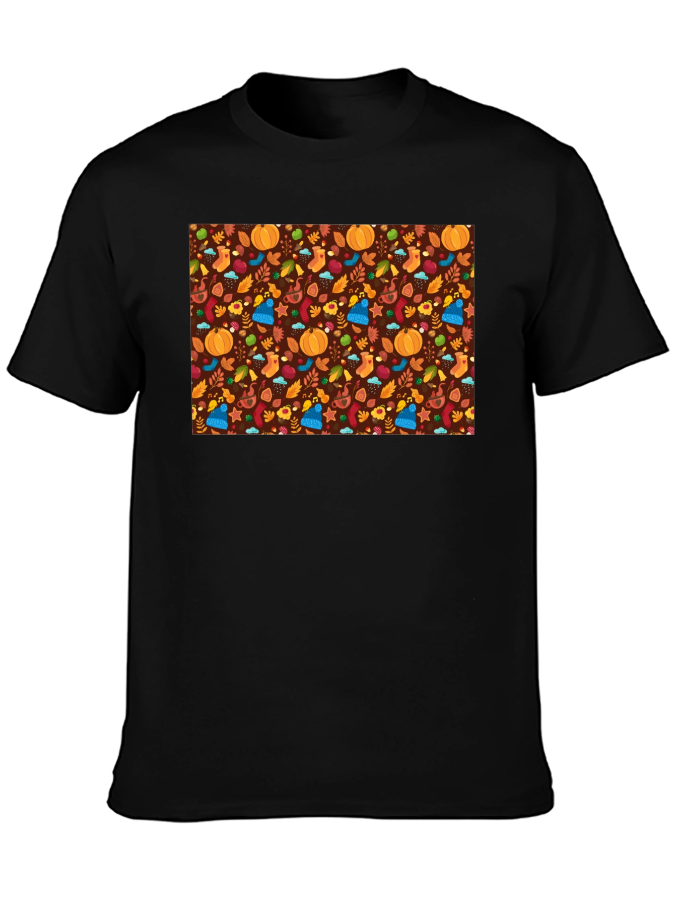 Autumn Pattern Black T-Shirt