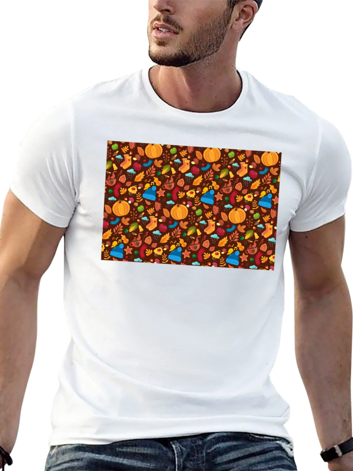 Autumn Pattern Black T-Shirt