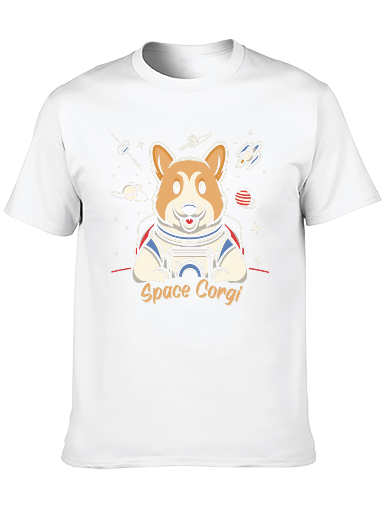 Space Corgi Black T-Shirt