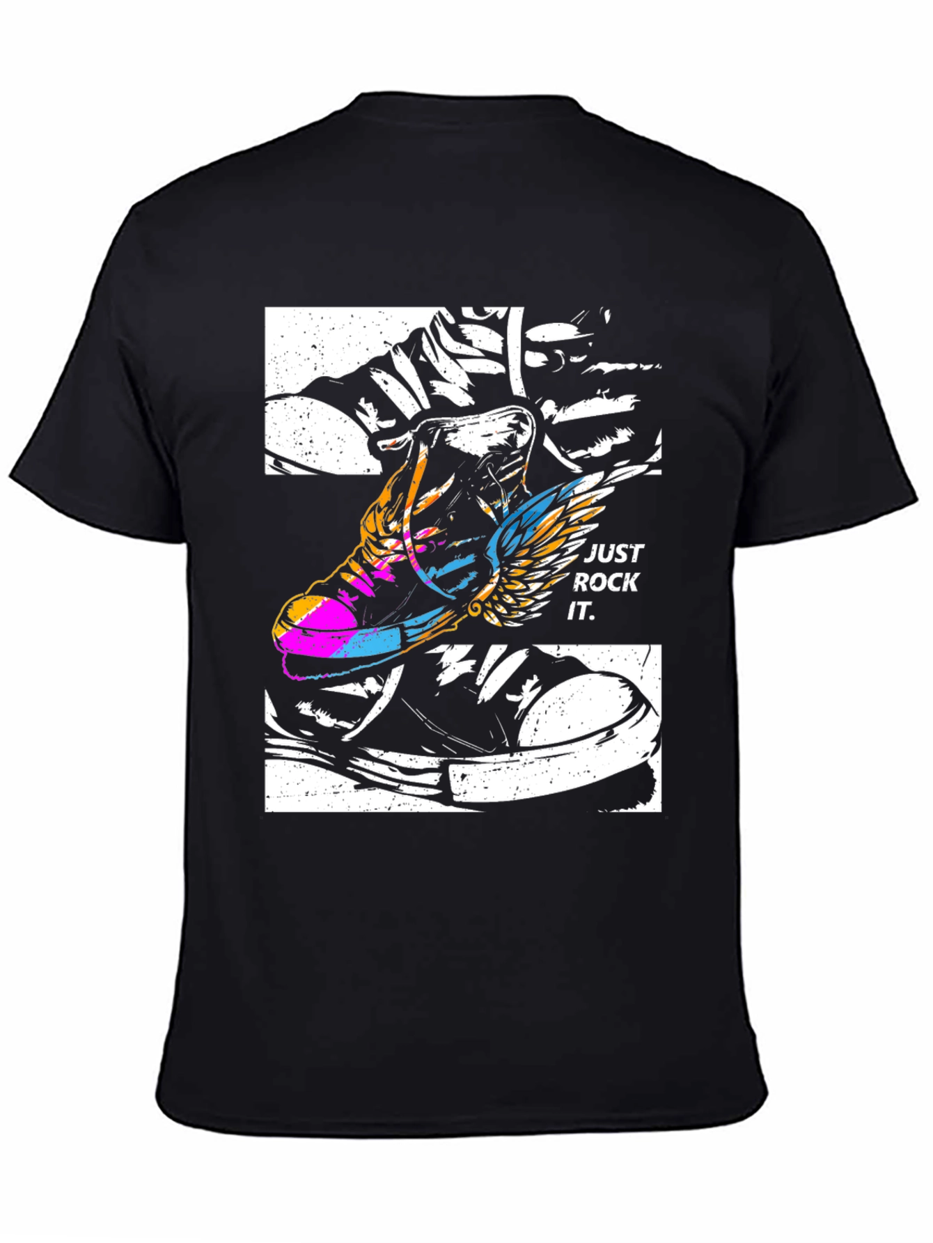 Just Rock It T-Shirt - Flying Sneaker Design