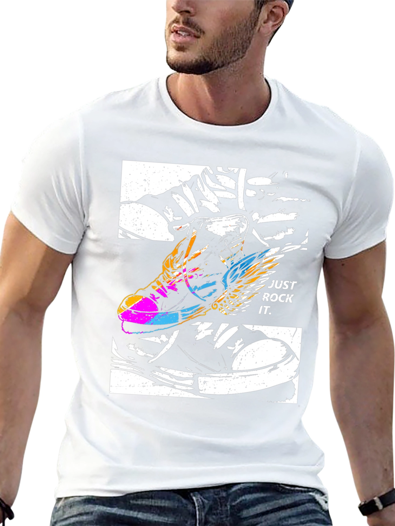 Just Rock It T-Shirt - Flying Sneaker Design
