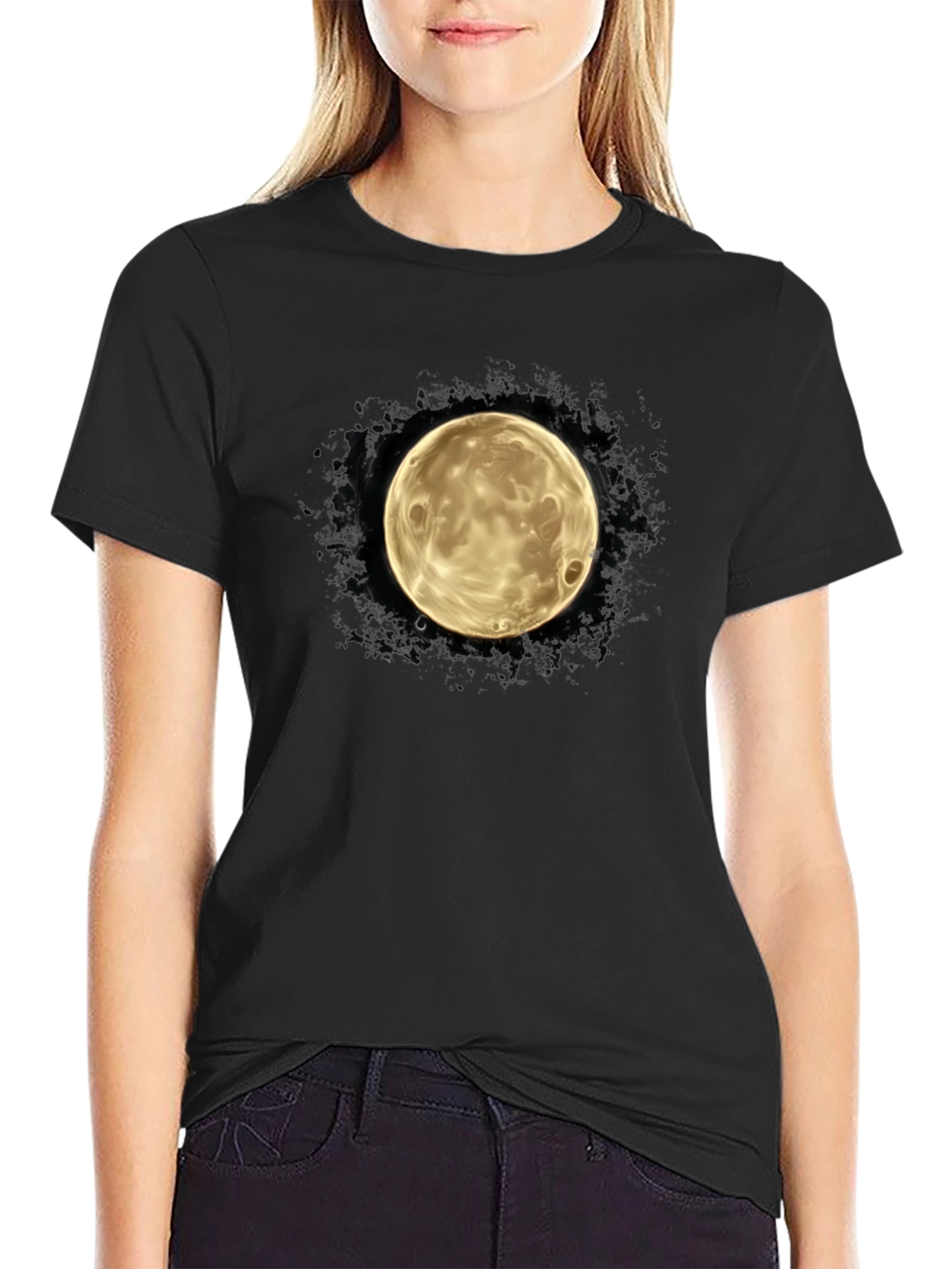 Lunar Graphic Tee - Mens Black Cotton T-Shirt