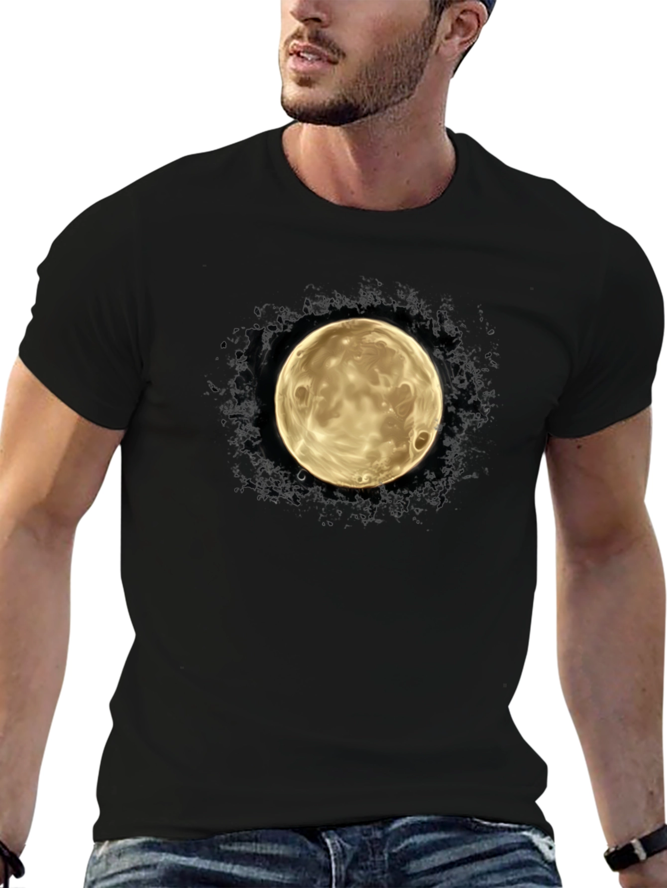 Lunar Graphic Tee - Mens Black Cotton T-Shirt