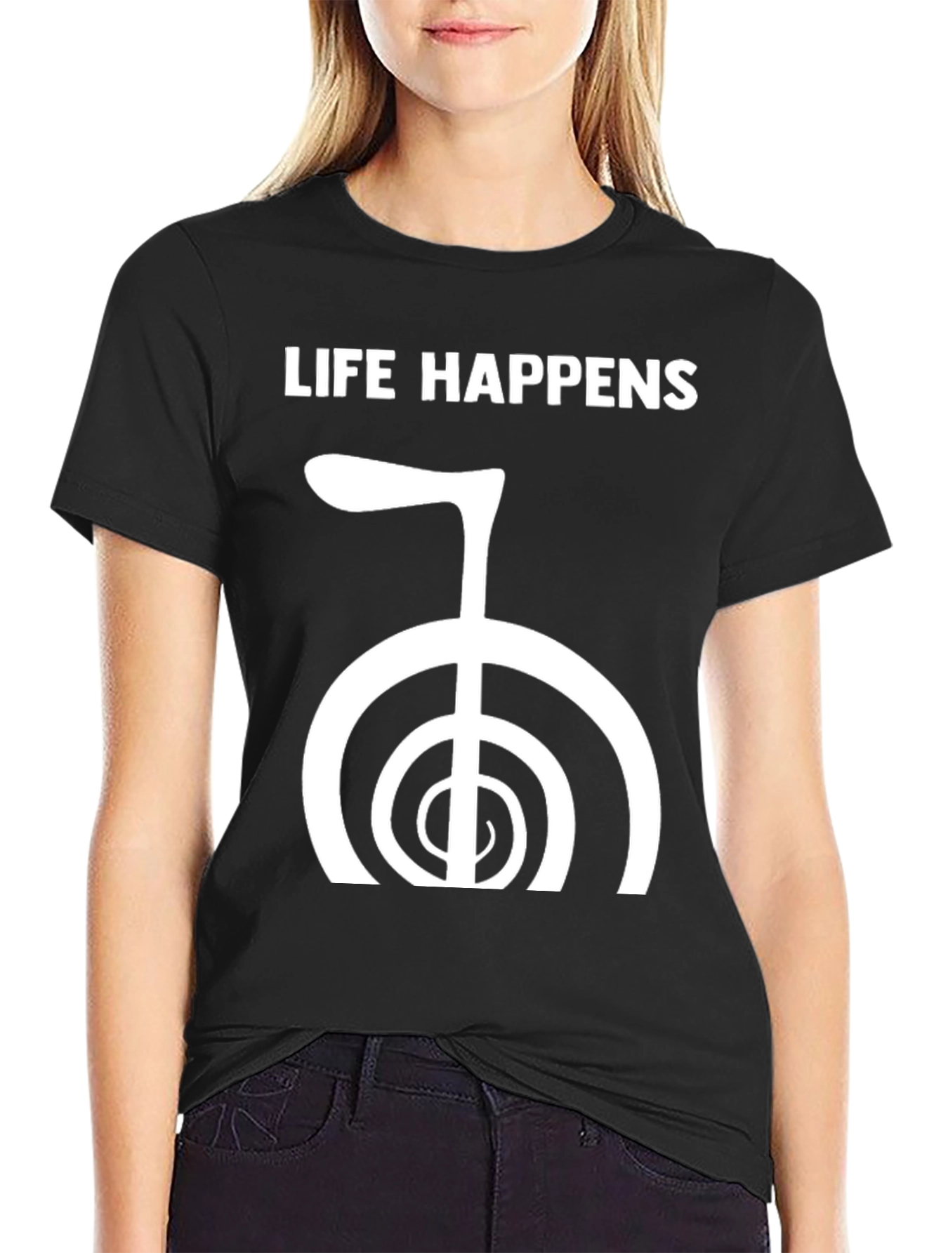 Life Happens Reiki Symbol Black T-Shirt