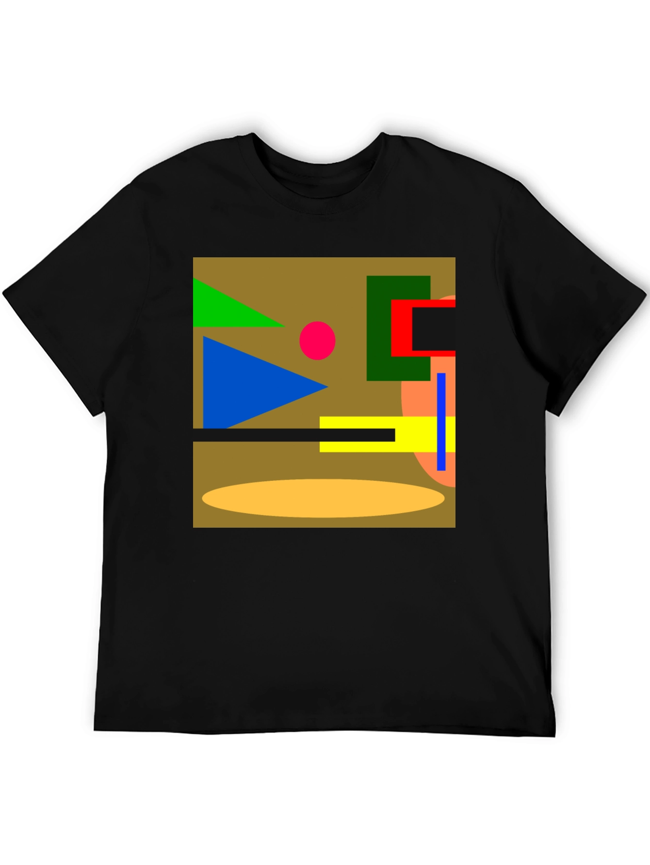 Abstract Geometric Black Cotton T-Shirt