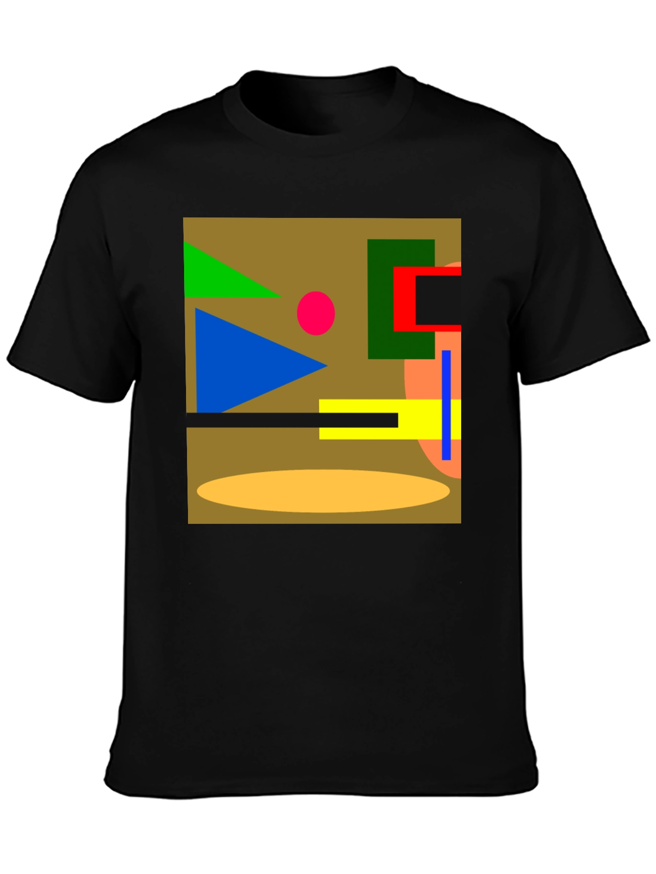 Abstract Geometric Black Cotton T-Shirt