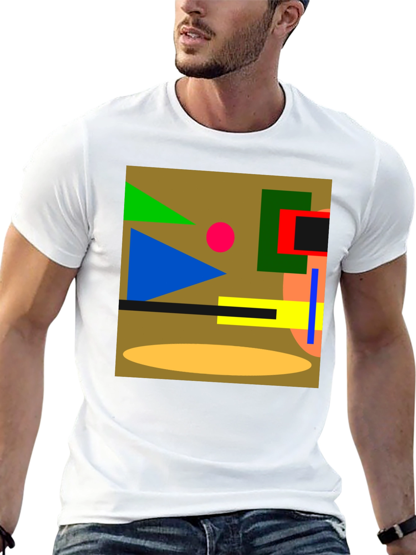 Abstract Geometric Black Cotton T-Shirt