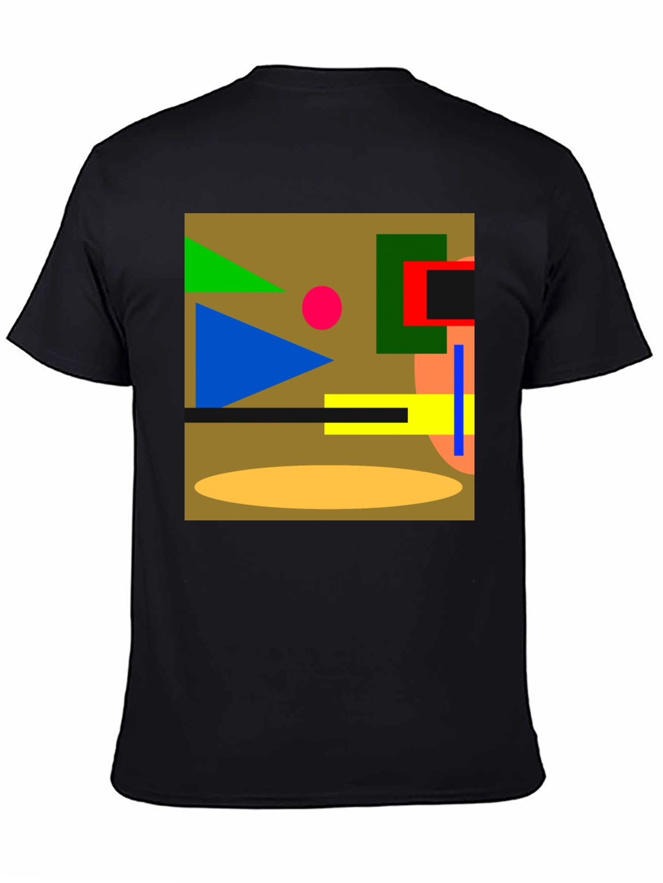 Abstract Geometric Black Cotton T-Shirt