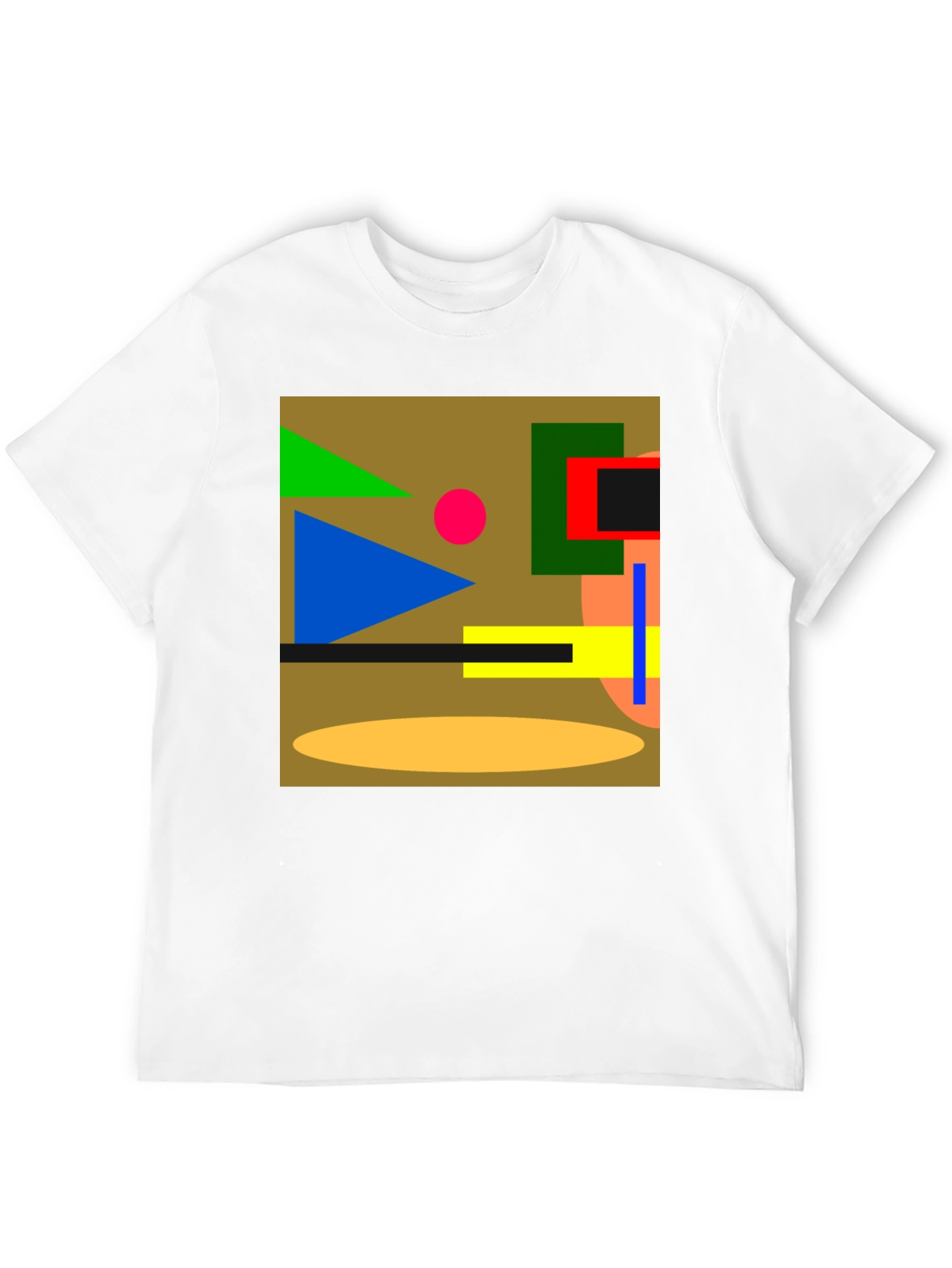 Abstract Geometric Black Cotton T-Shirt