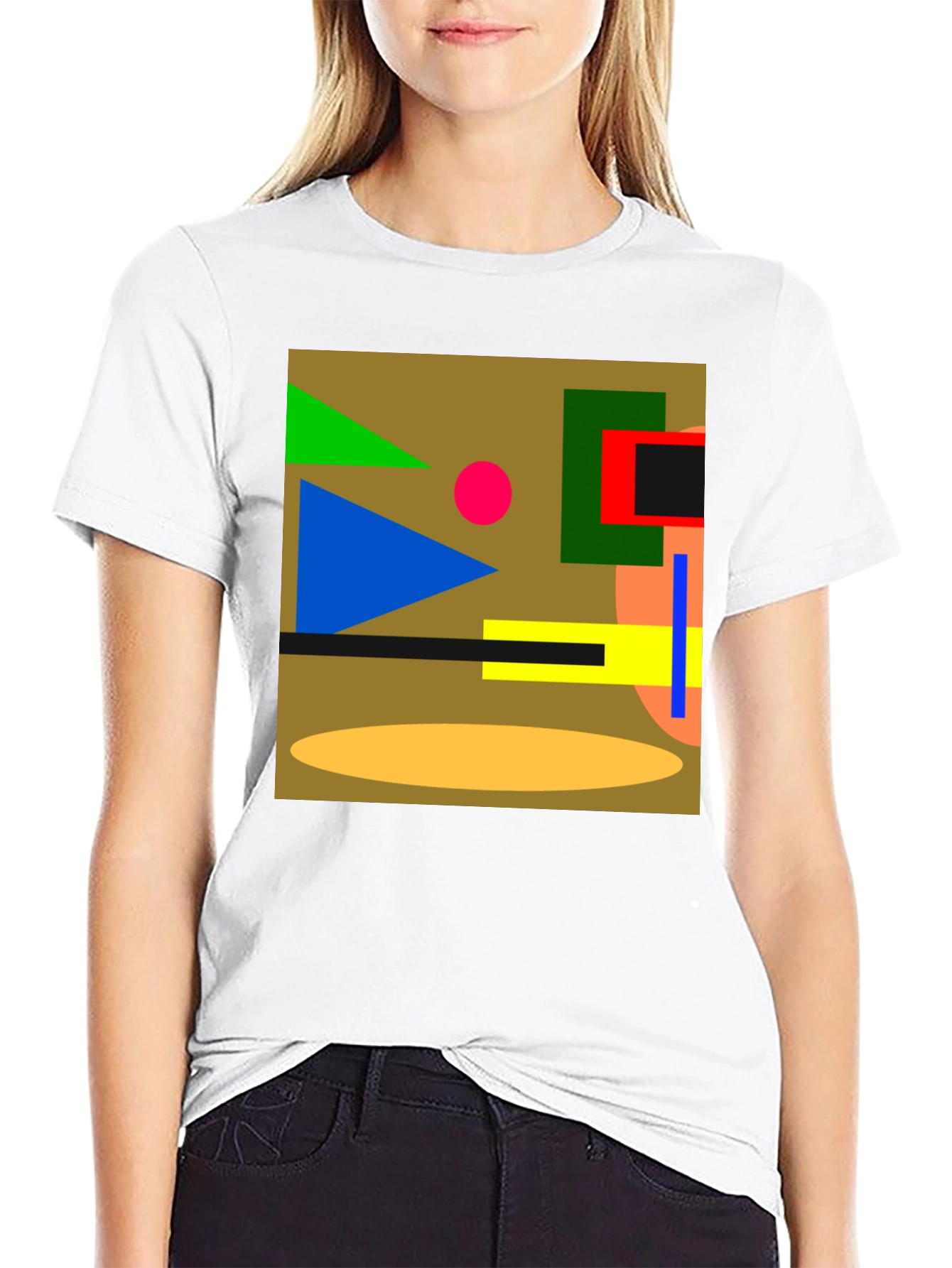 Abstract Geometric Black Cotton T-Shirt
