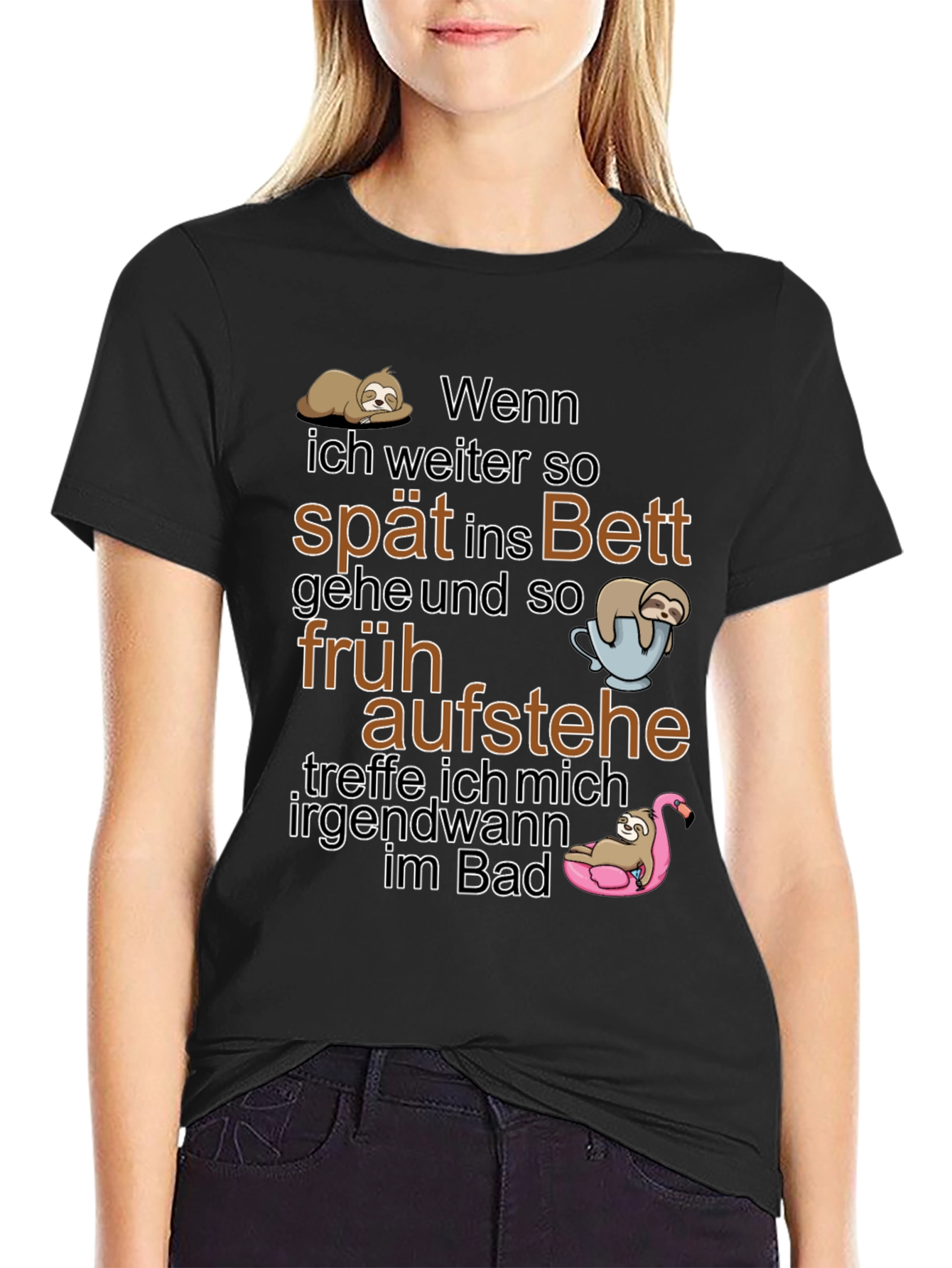 Funny Sloth T-Shirt: Spät Ins Bett