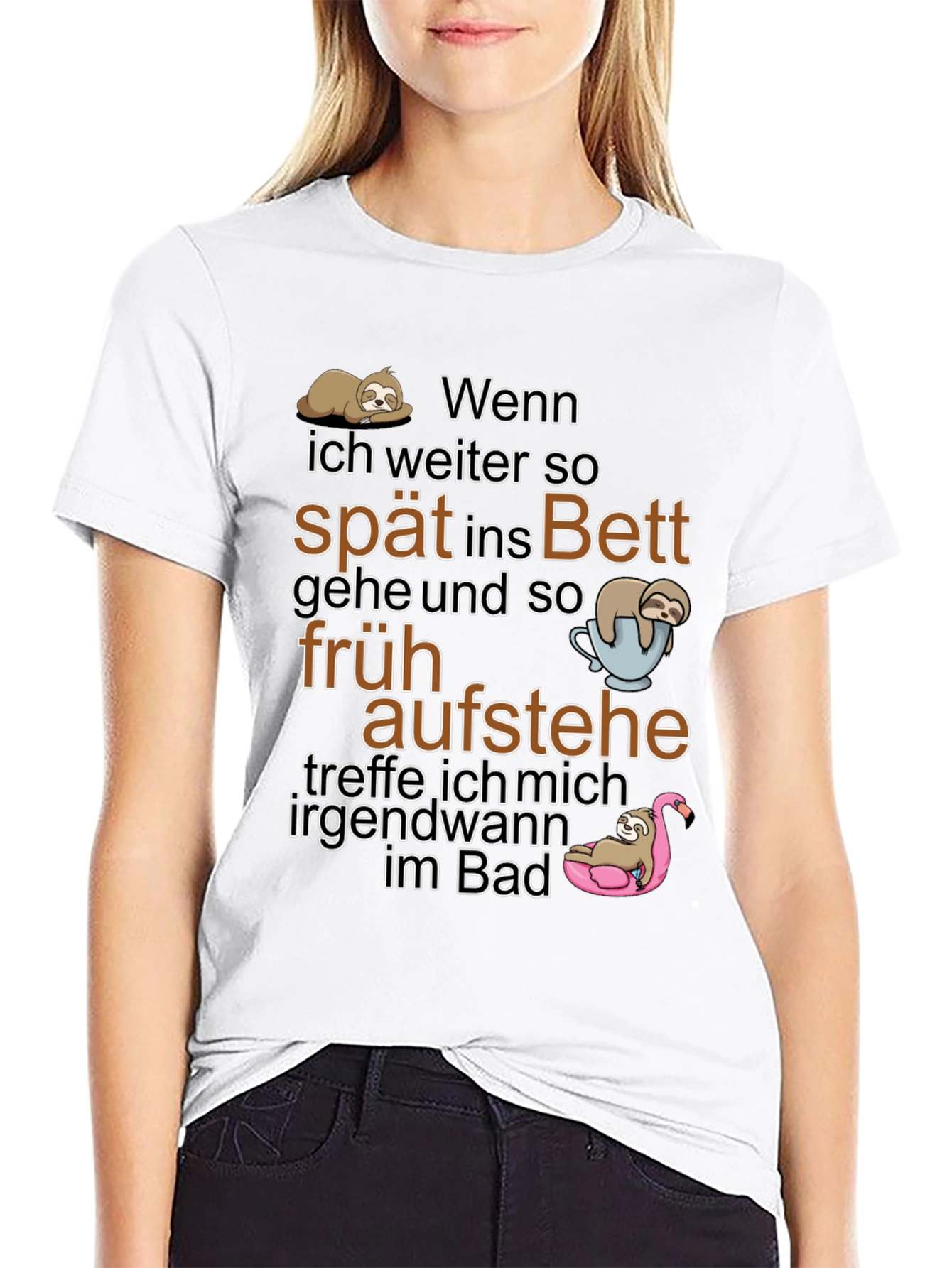Funny Sloth T-Shirt: Spät Ins Bett
