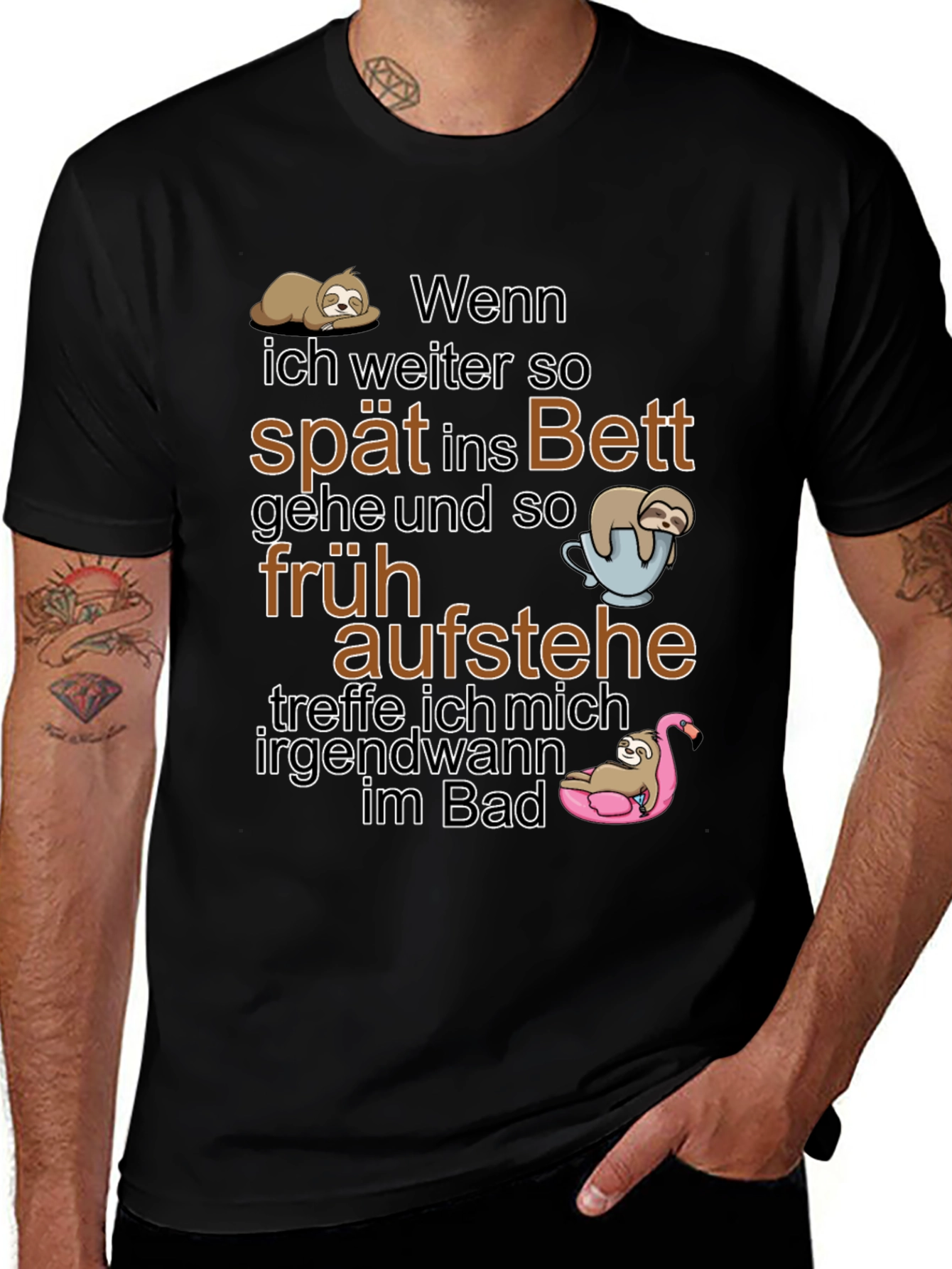 Funny Sloth T-Shirt: Spät Ins Bett