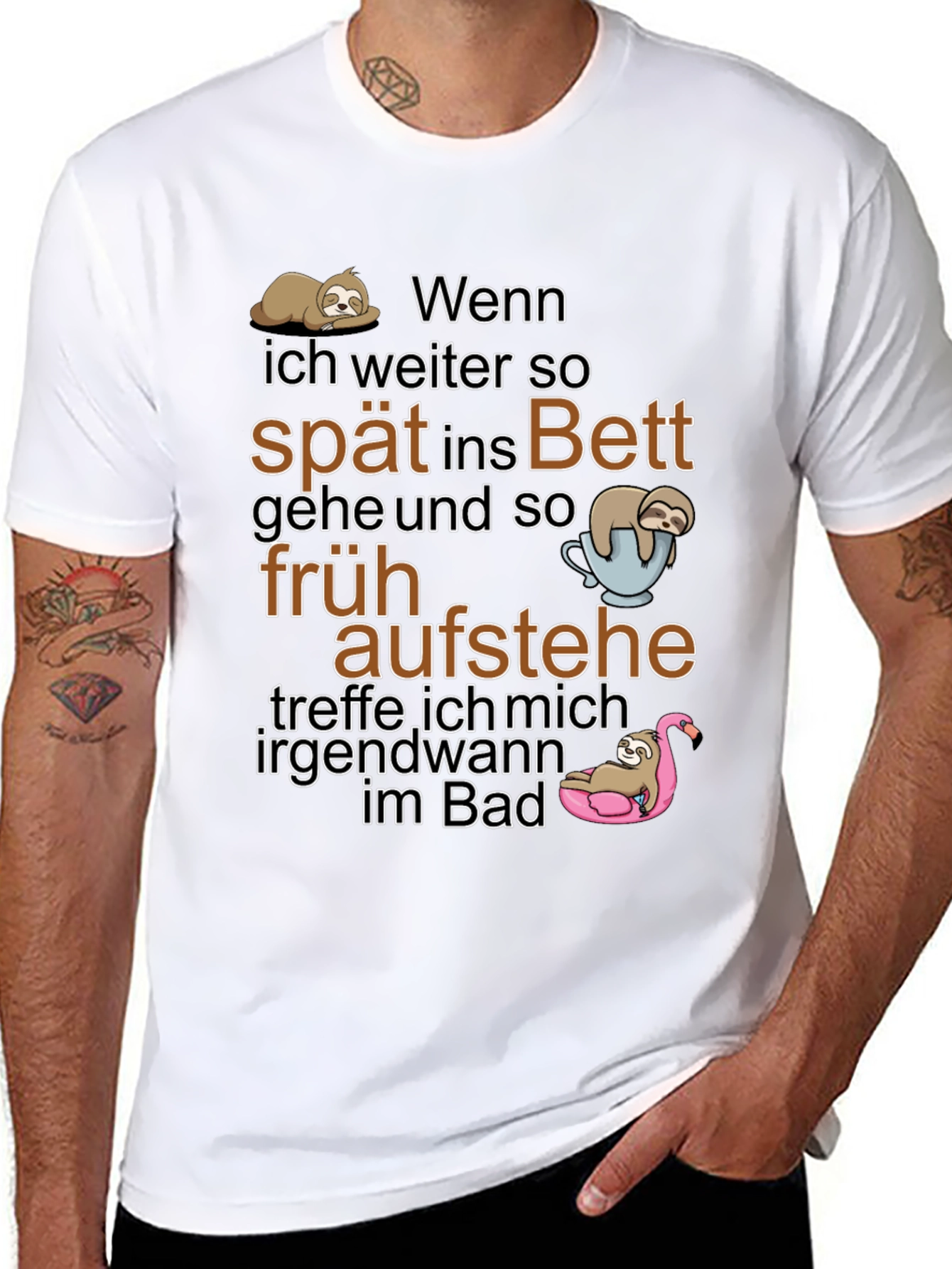 Funny Sloth T-Shirt: Spät Ins Bett