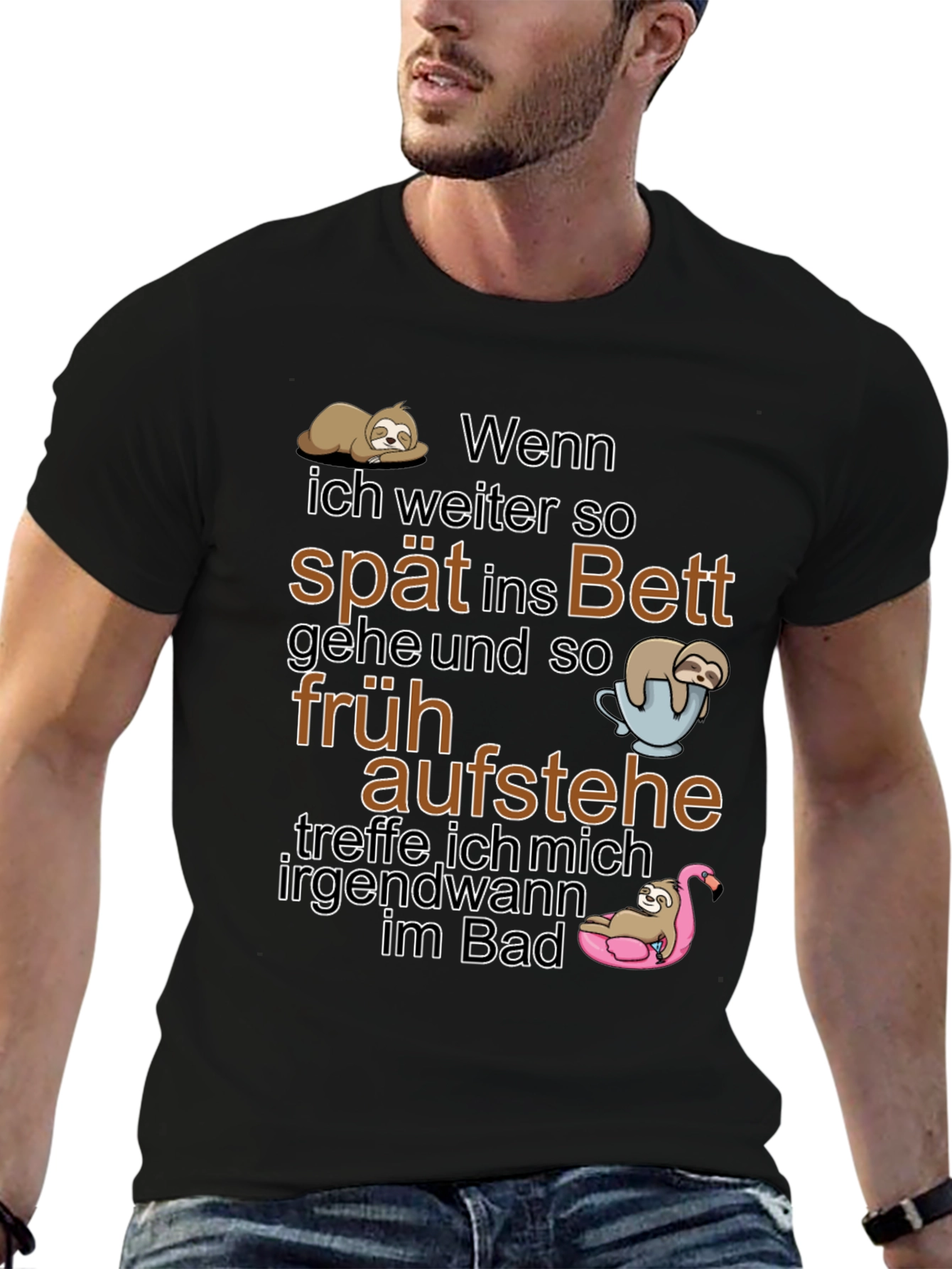 Funny Sloth T-Shirt: Spät Ins Bett