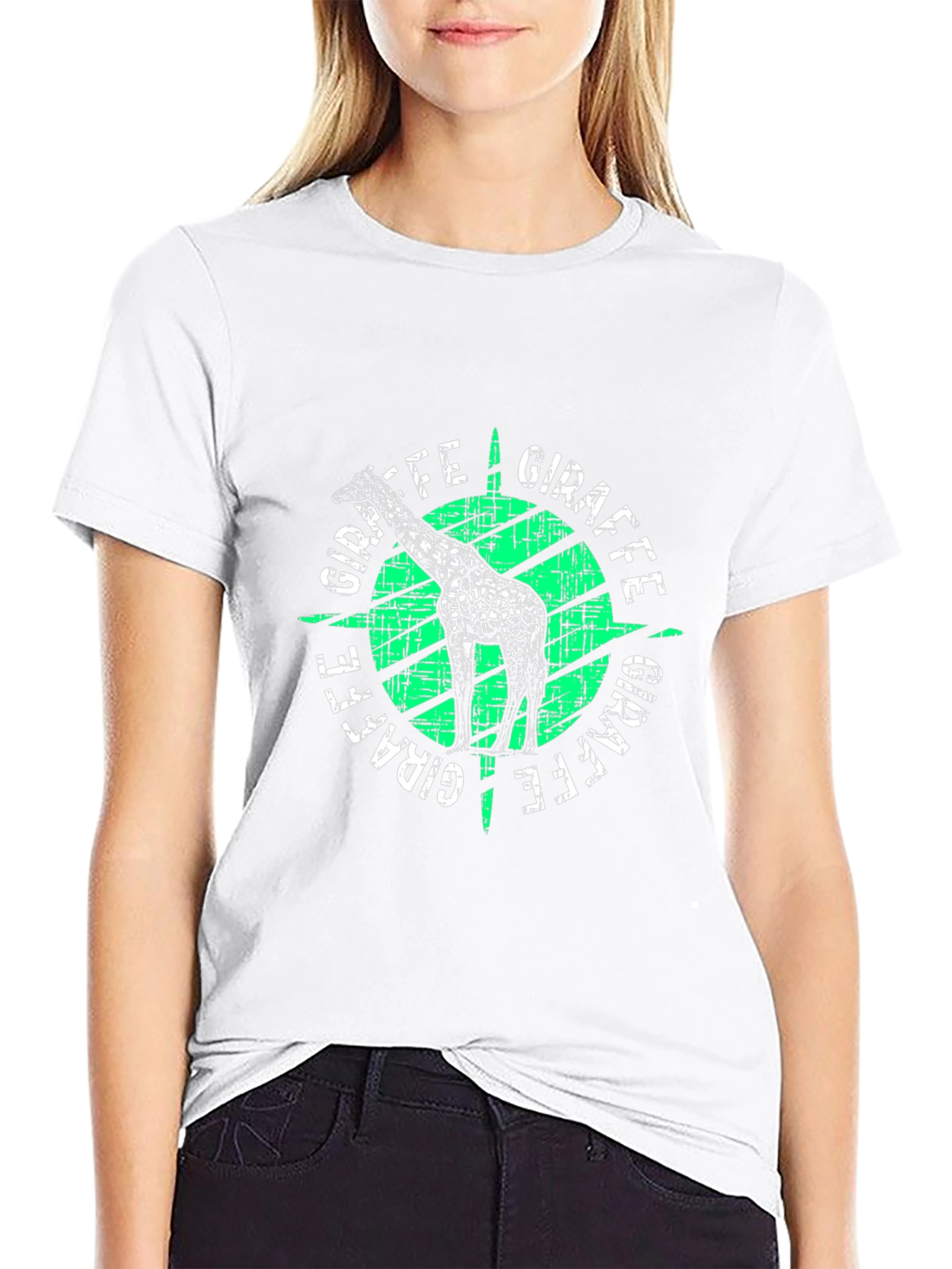 Giraffe Graphic Print T-Shirt