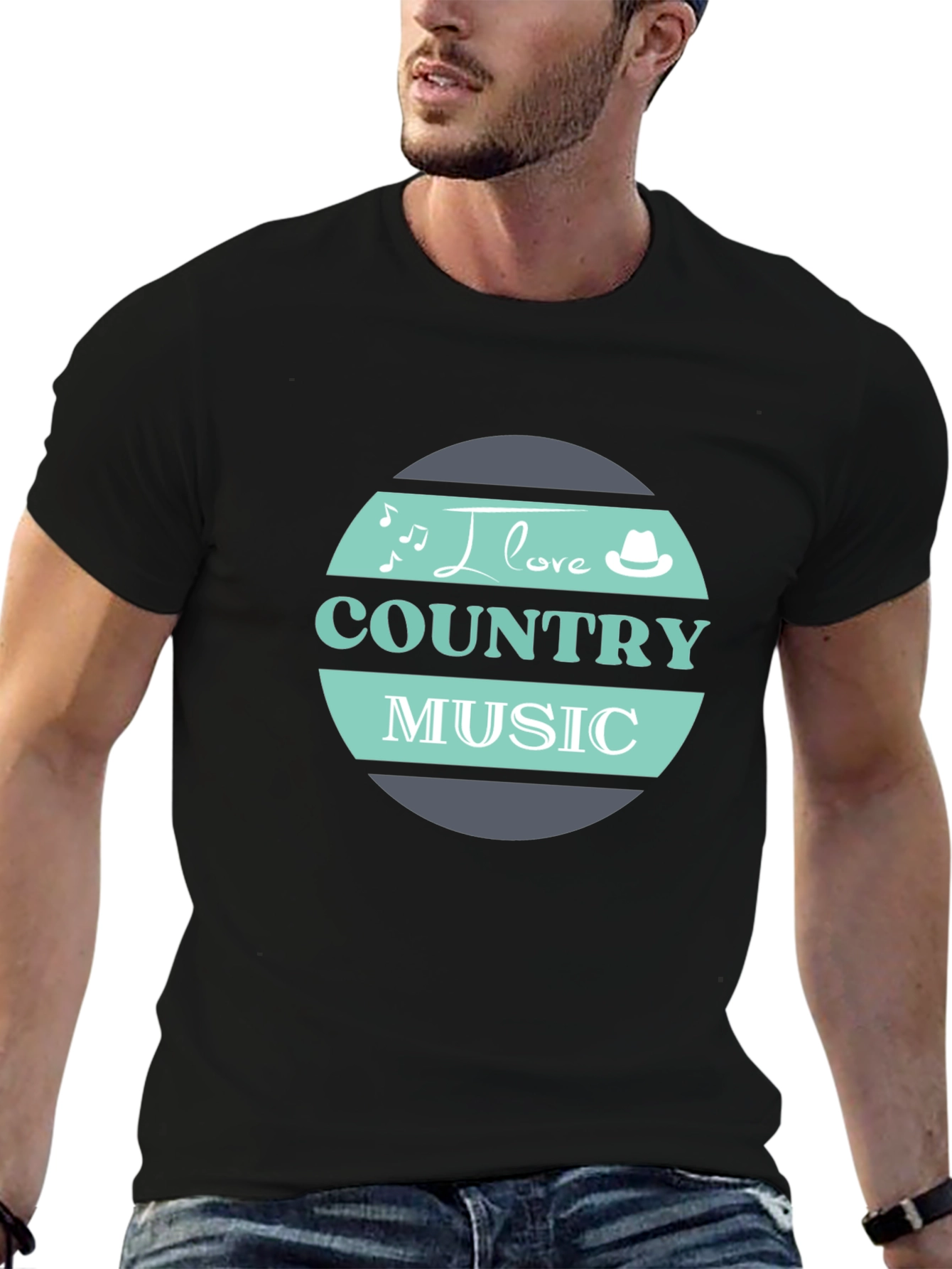 I Love Country Music Black T-Shirt