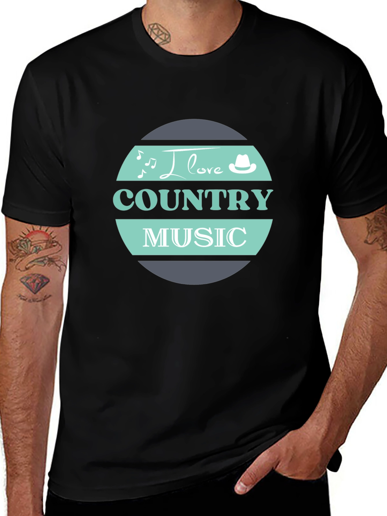 I Love Country Music Black T-Shirt