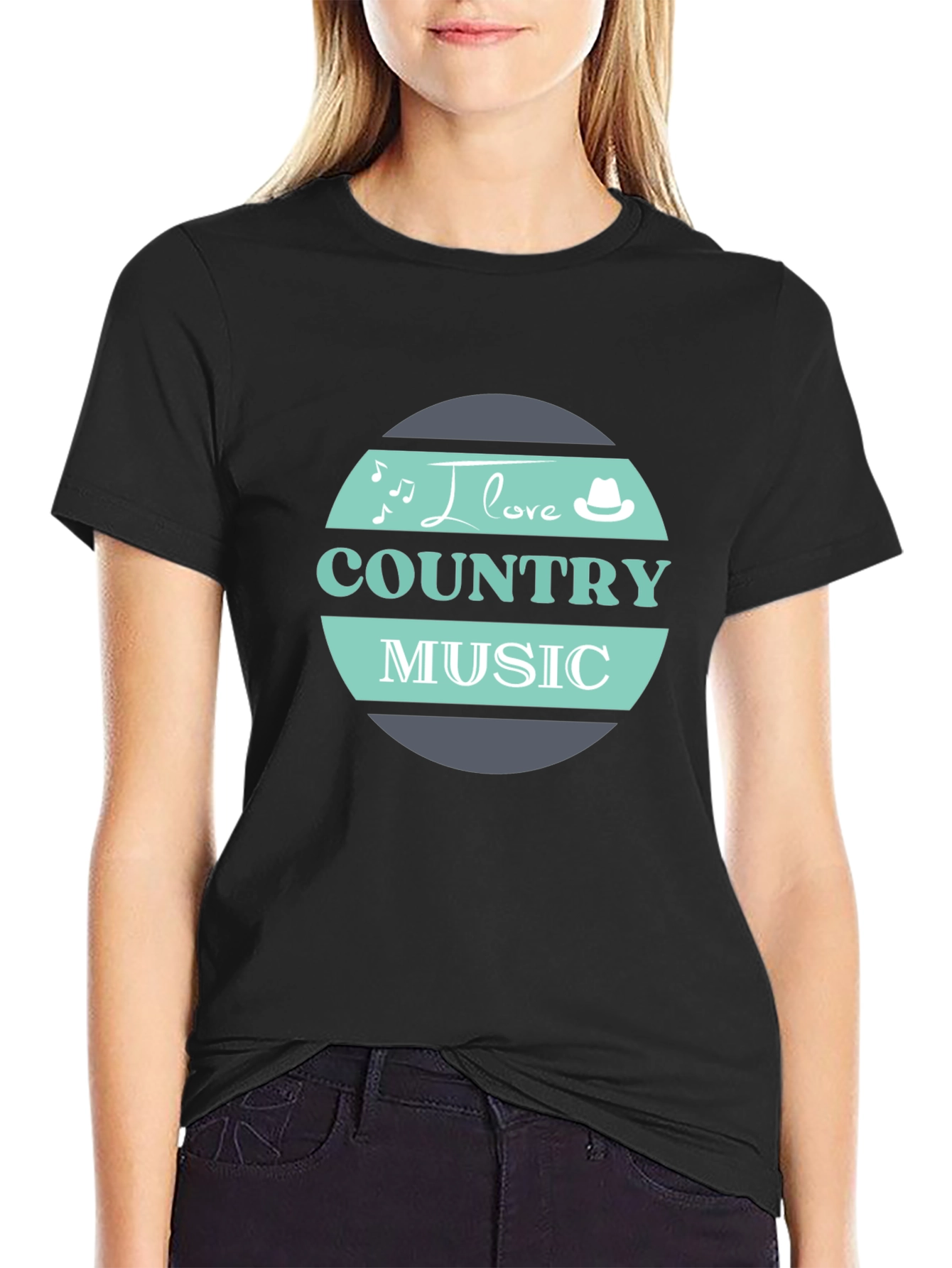 I Love Country Music Black T-Shirt