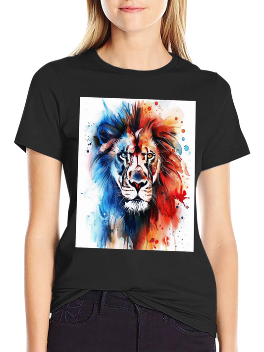 Watercolor Lion Graphic Tee - Mens Black T-Shirt
