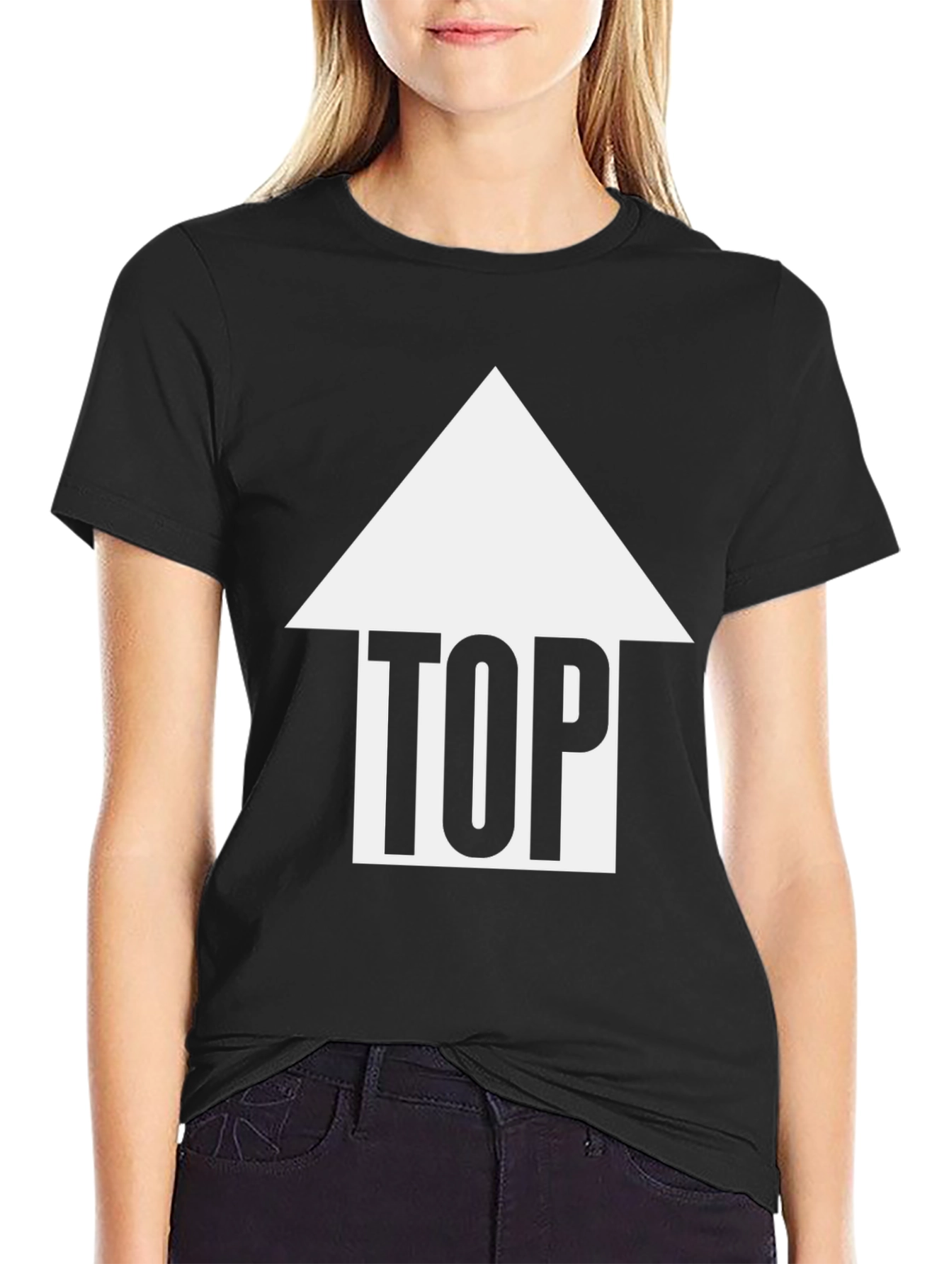 Top Arrow Graphic Print Tee Shirt - Black
