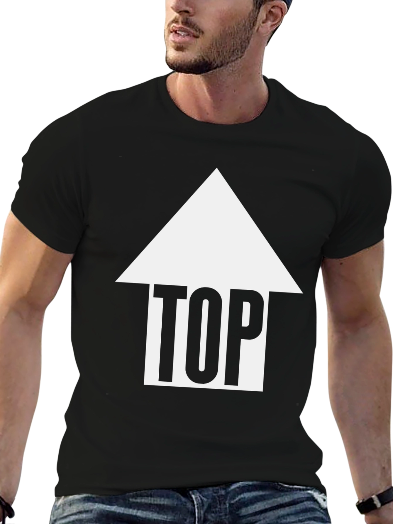 Top Arrow Graphic Print Tee Shirt - Black
