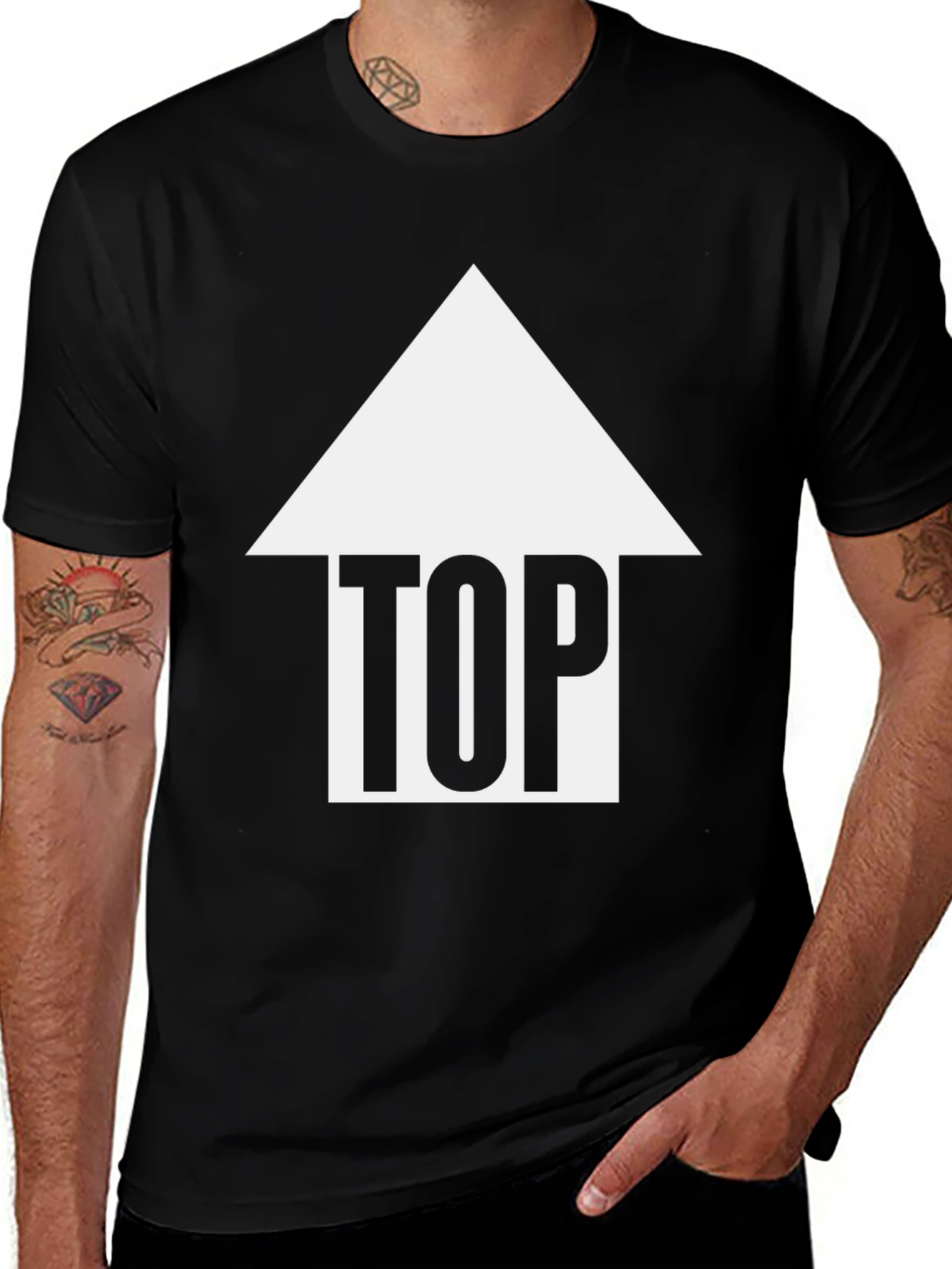 Top Arrow Graphic Print Tee Shirt - Black
