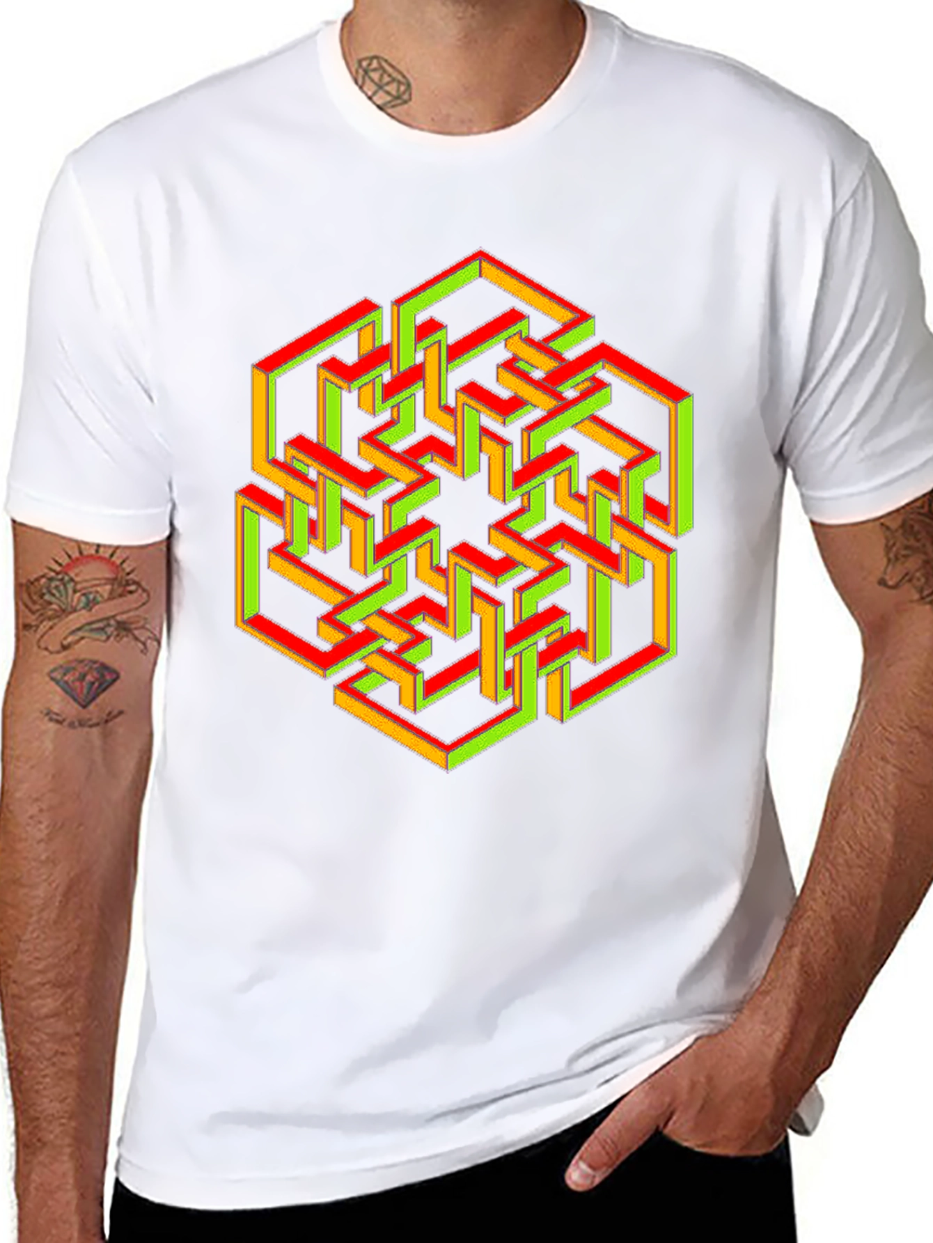 Optical Illusion Geometric Graphic T-Shirt