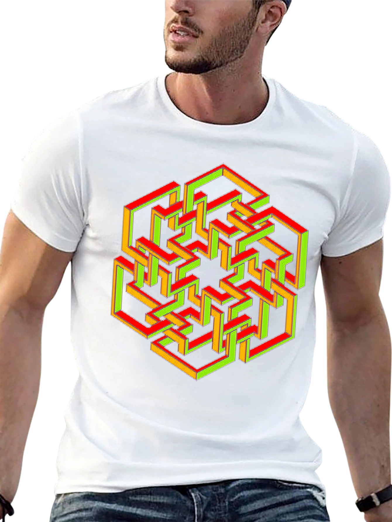 Optical Illusion Geometric Graphic T-Shirt