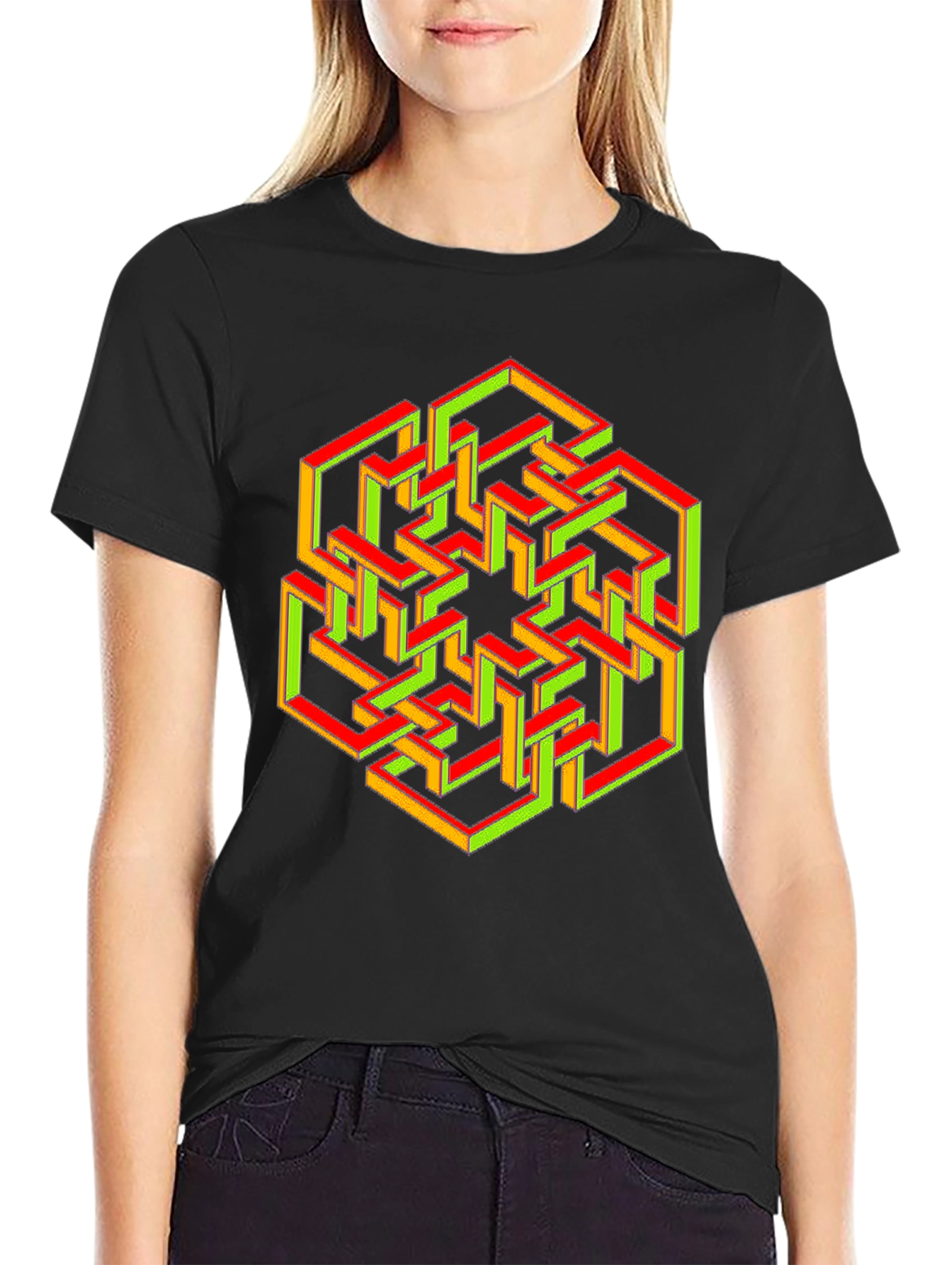 Optical Illusion Geometric Graphic T-Shirt