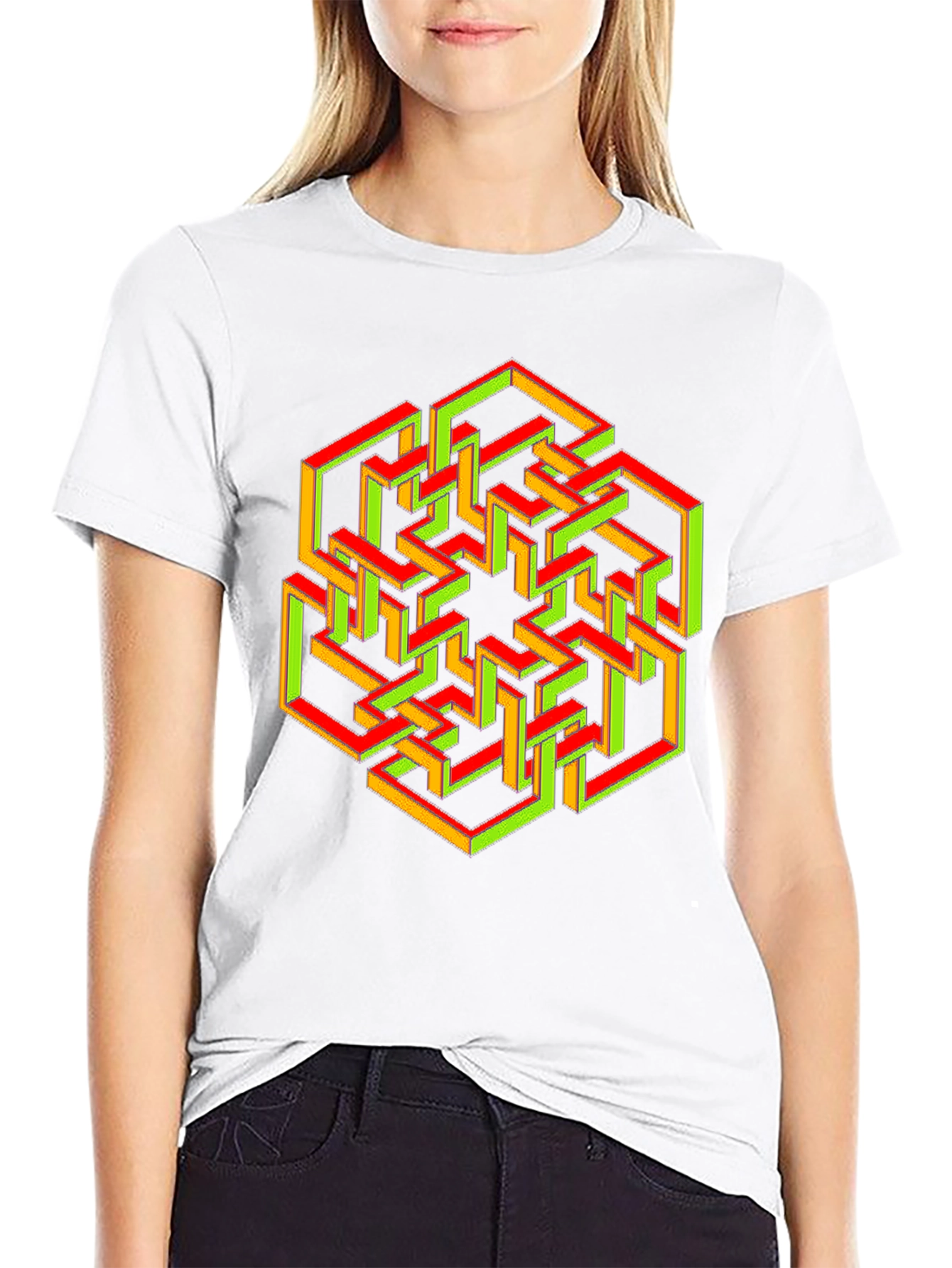 Optical Illusion Geometric Graphic T-Shirt