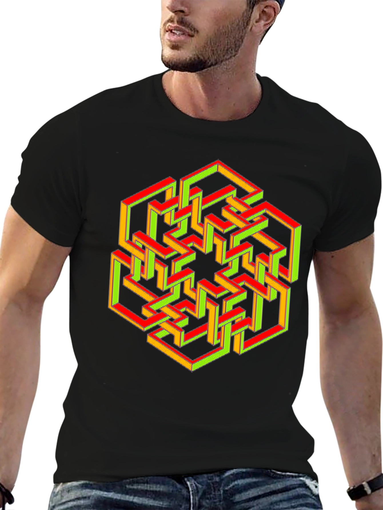 Optical Illusion Geometric Graphic T-Shirt