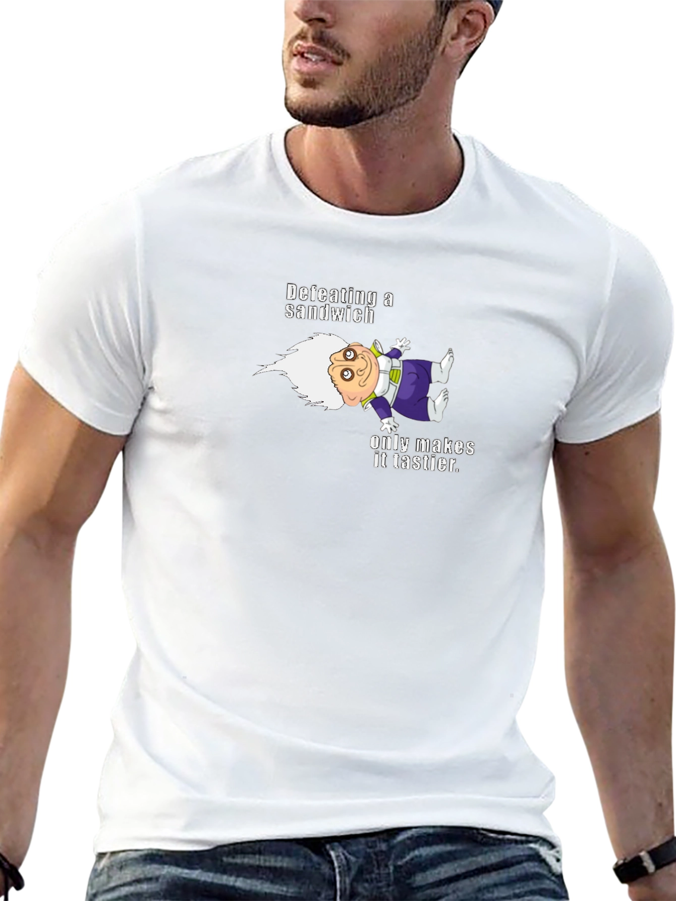 Defeating a Sandwich T-Shirt - Funny Cartoon Tee