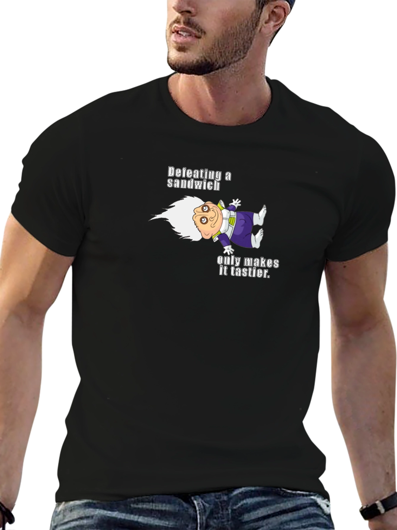 Defeating a Sandwich T-Shirt - Funny Cartoon Tee