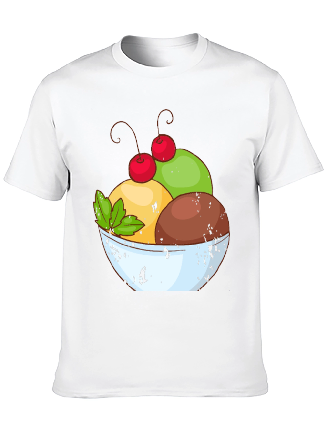 Ice Cream Bowl Graphic Tee - Casual Black T-Shirt