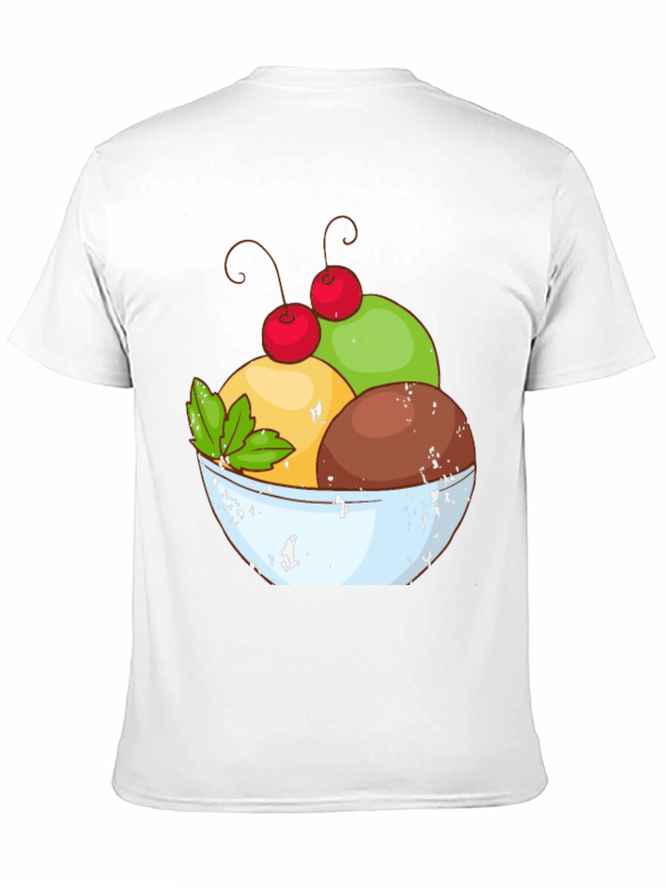 Ice Cream Bowl Graphic Tee - Casual Black T-Shirt