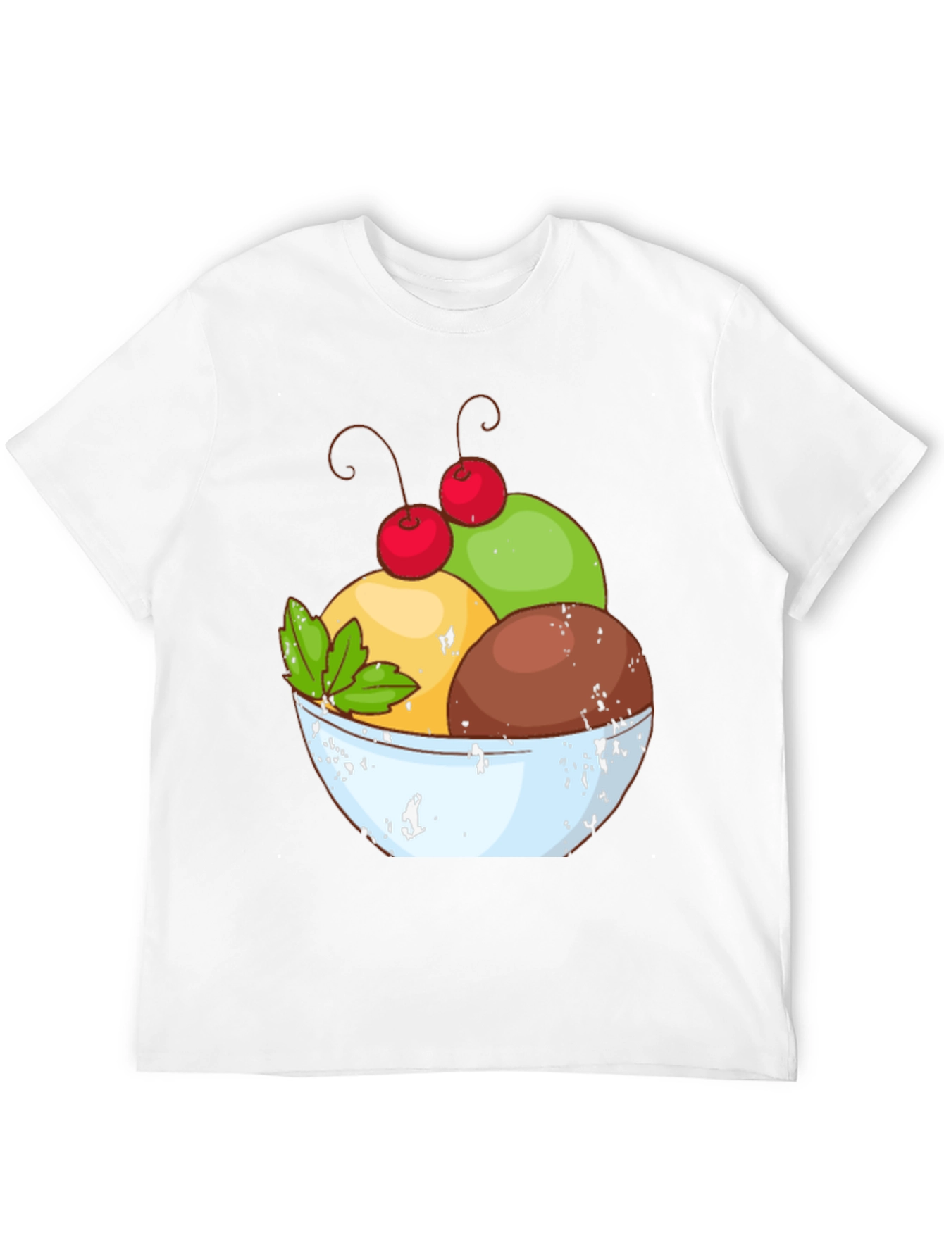 Ice Cream Bowl Graphic Tee - Casual Black T-Shirt