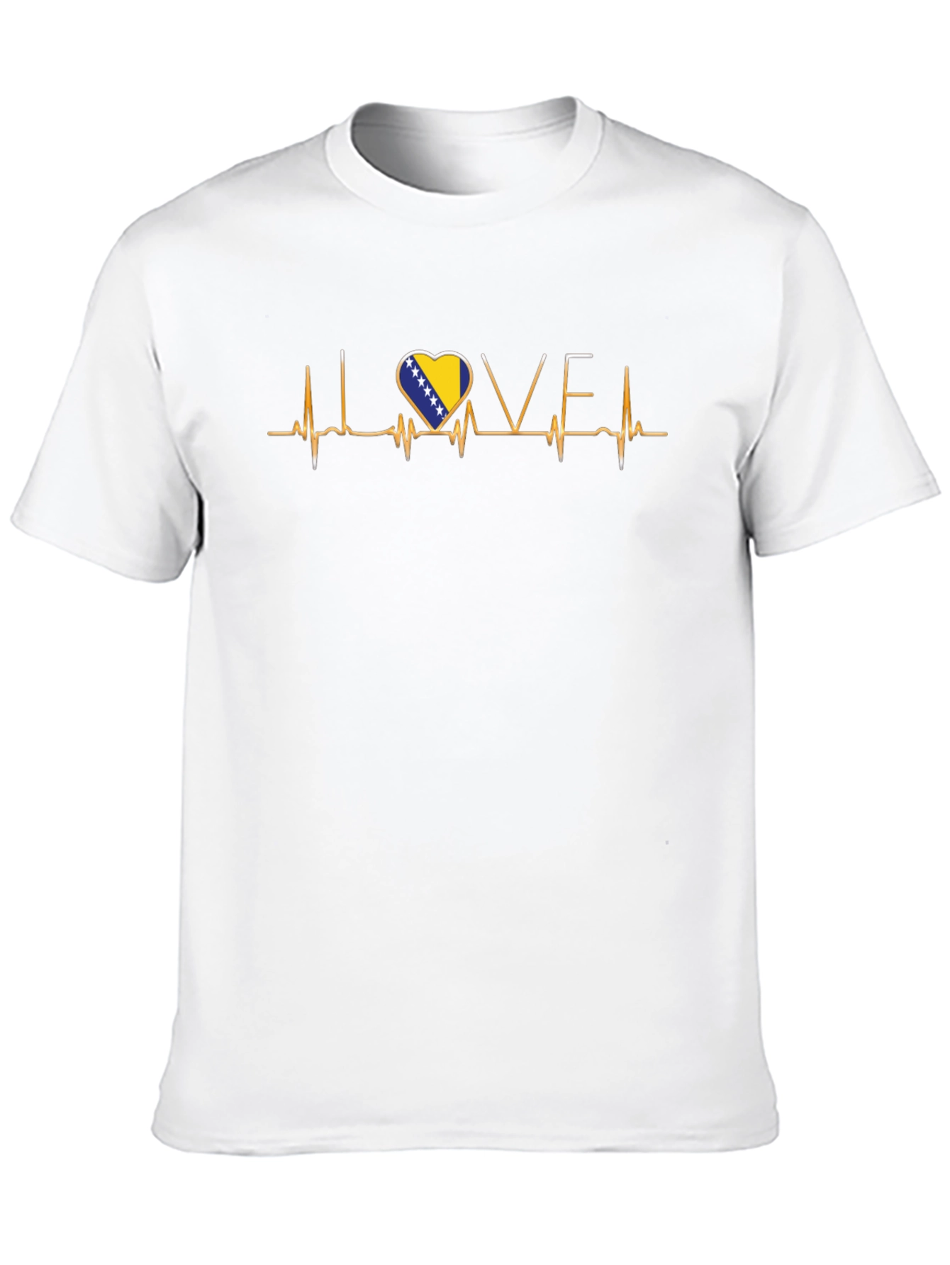 Bosnia Heartbeat Flag Graphic Tee - Love Bosnia Shirt