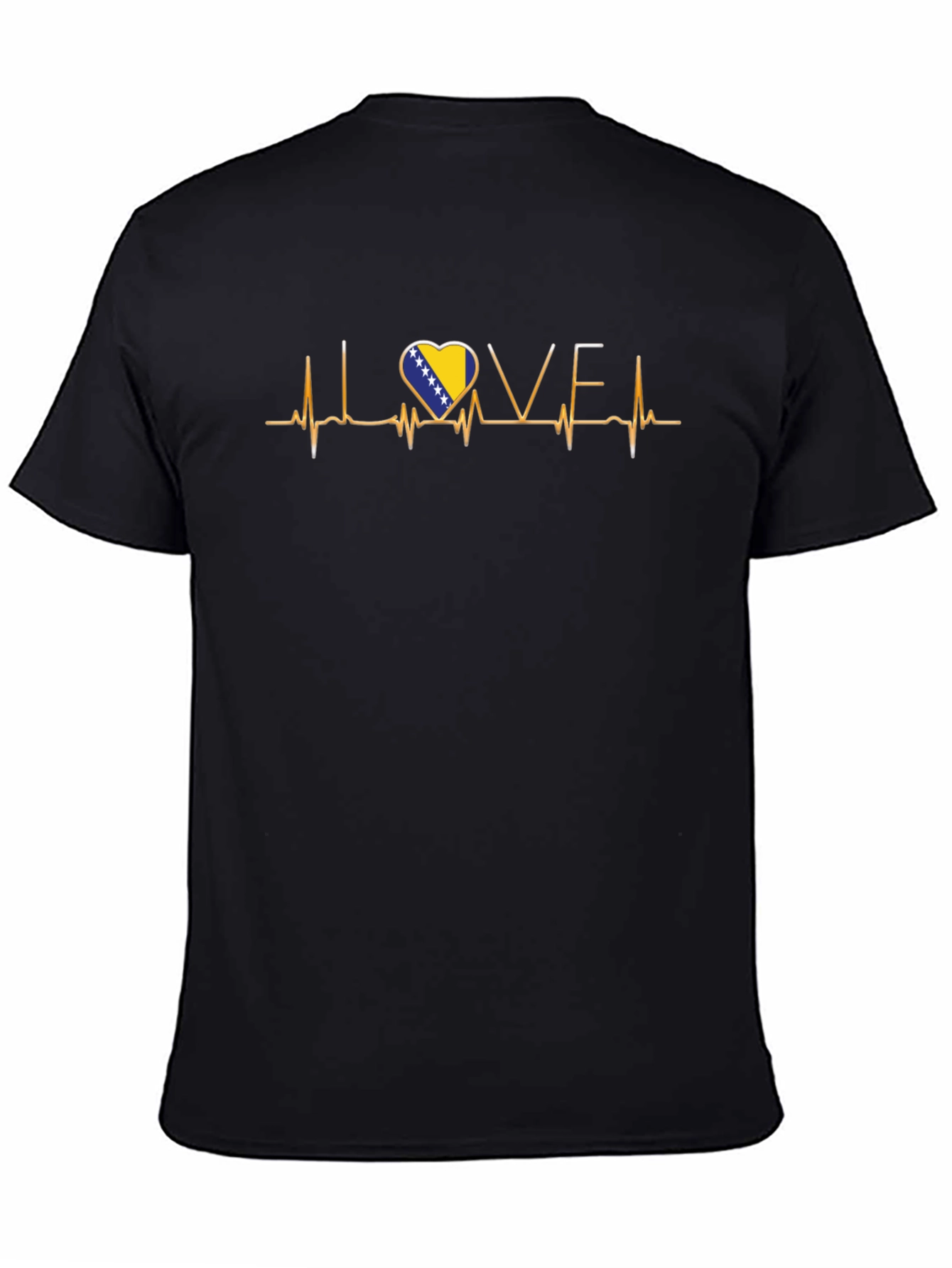 Bosnia Heartbeat Flag Graphic Tee - Love Bosnia Shirt