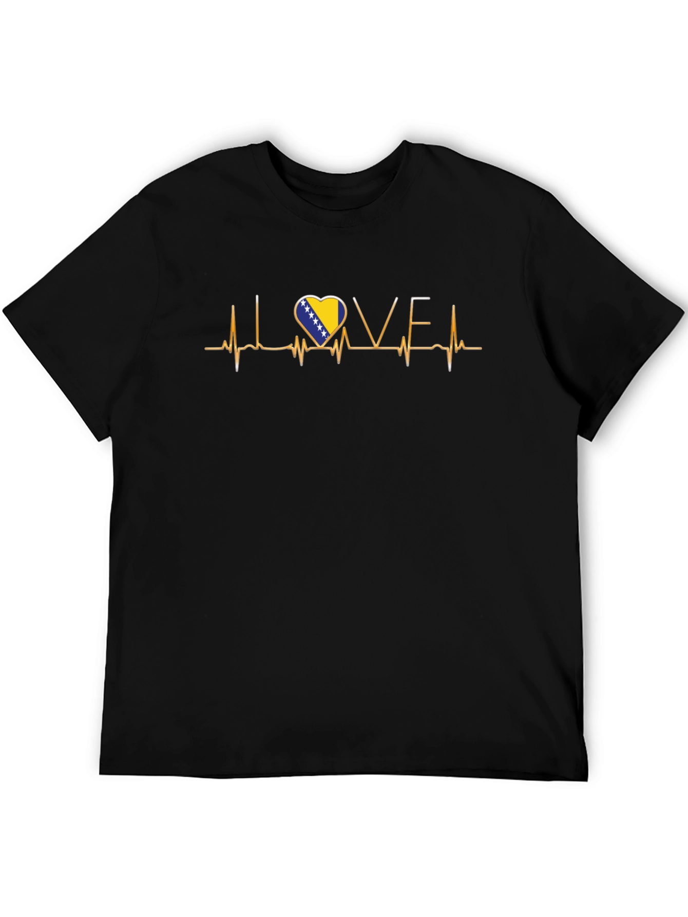 Bosnia Heartbeat Flag Graphic Tee - Love Bosnia Shirt