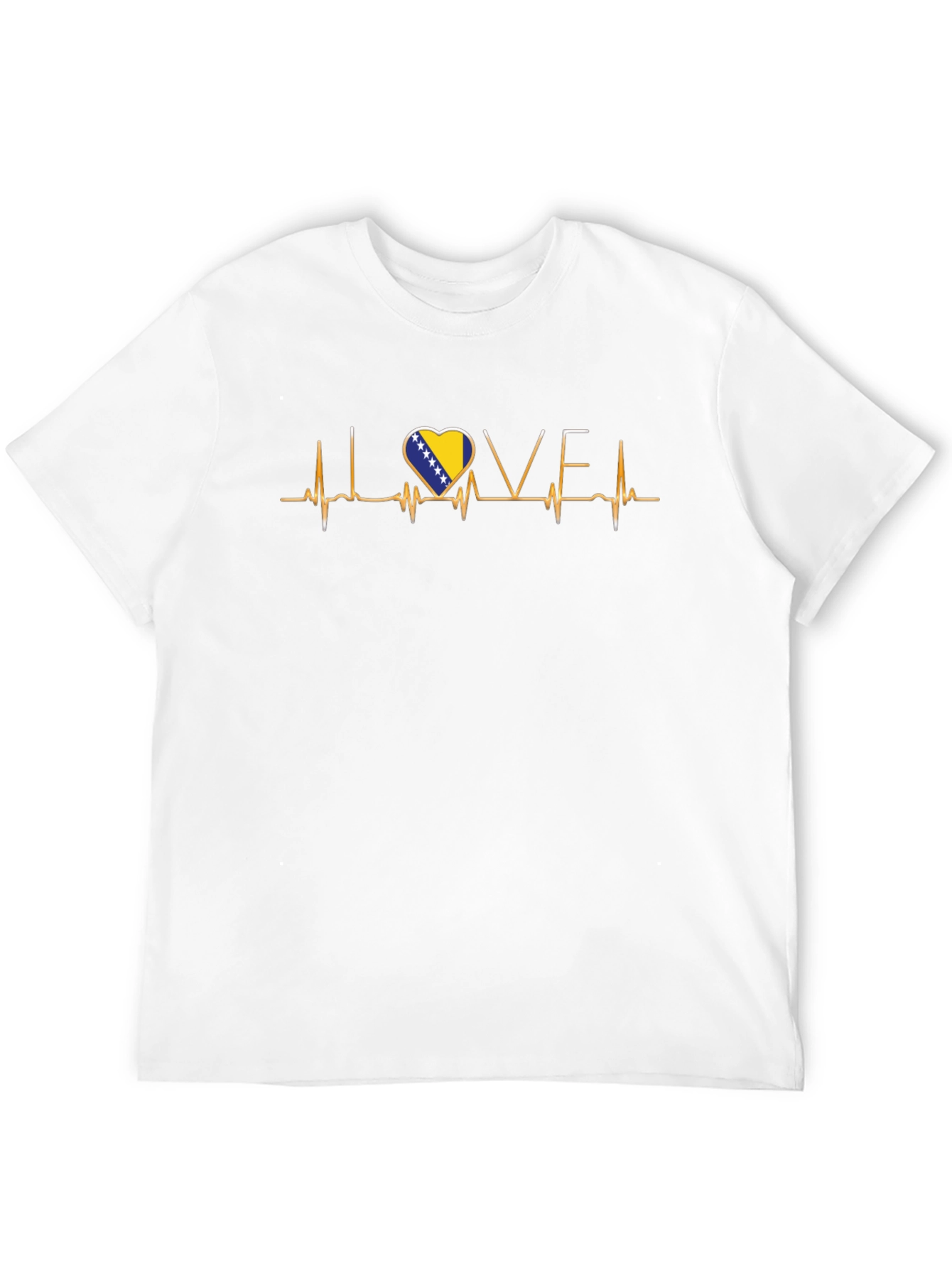 Bosnia Heartbeat Flag Graphic Tee - Love Bosnia Shirt