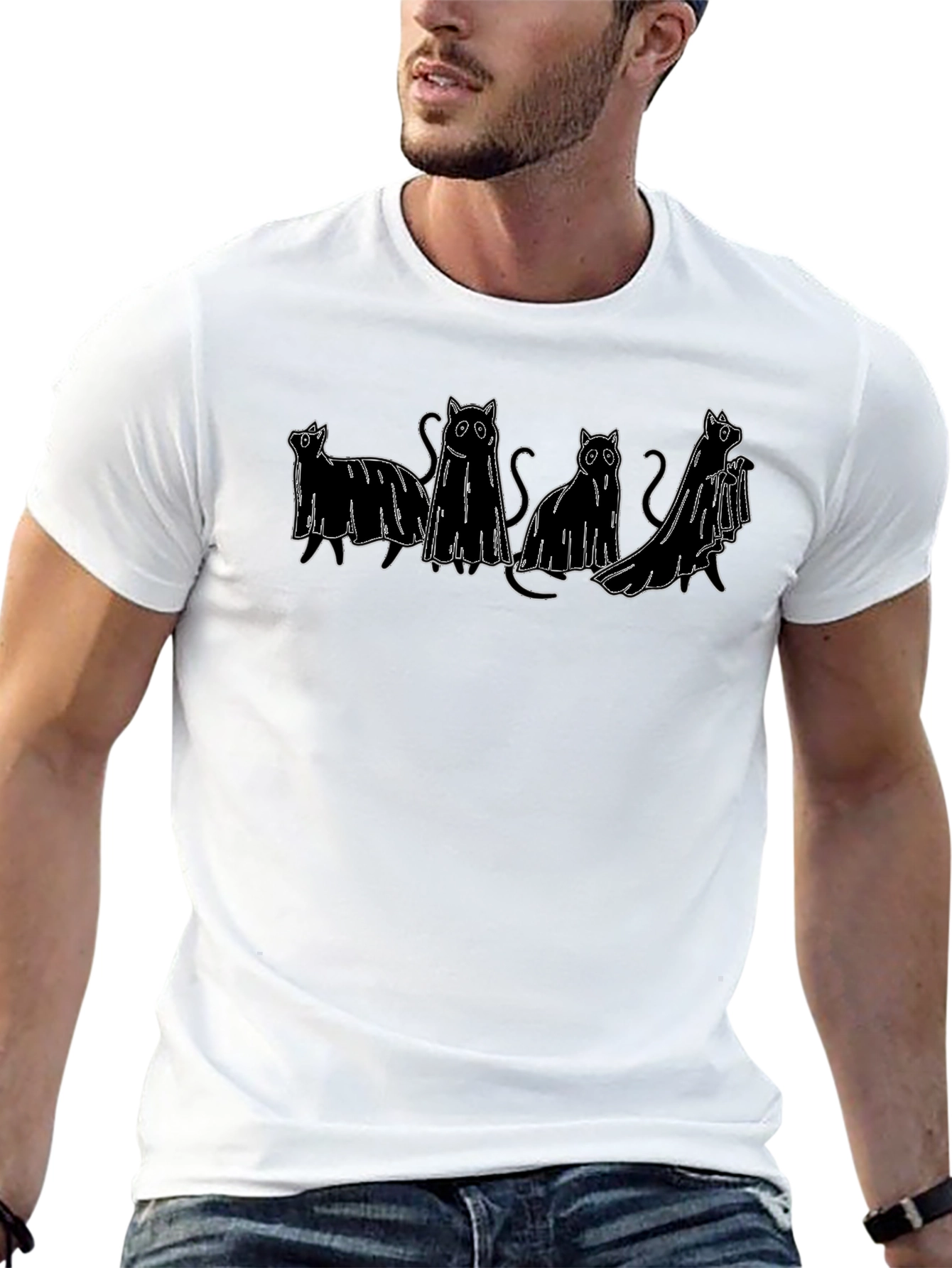 Ghost Cat T-Shirt - Spooky Season Apparel