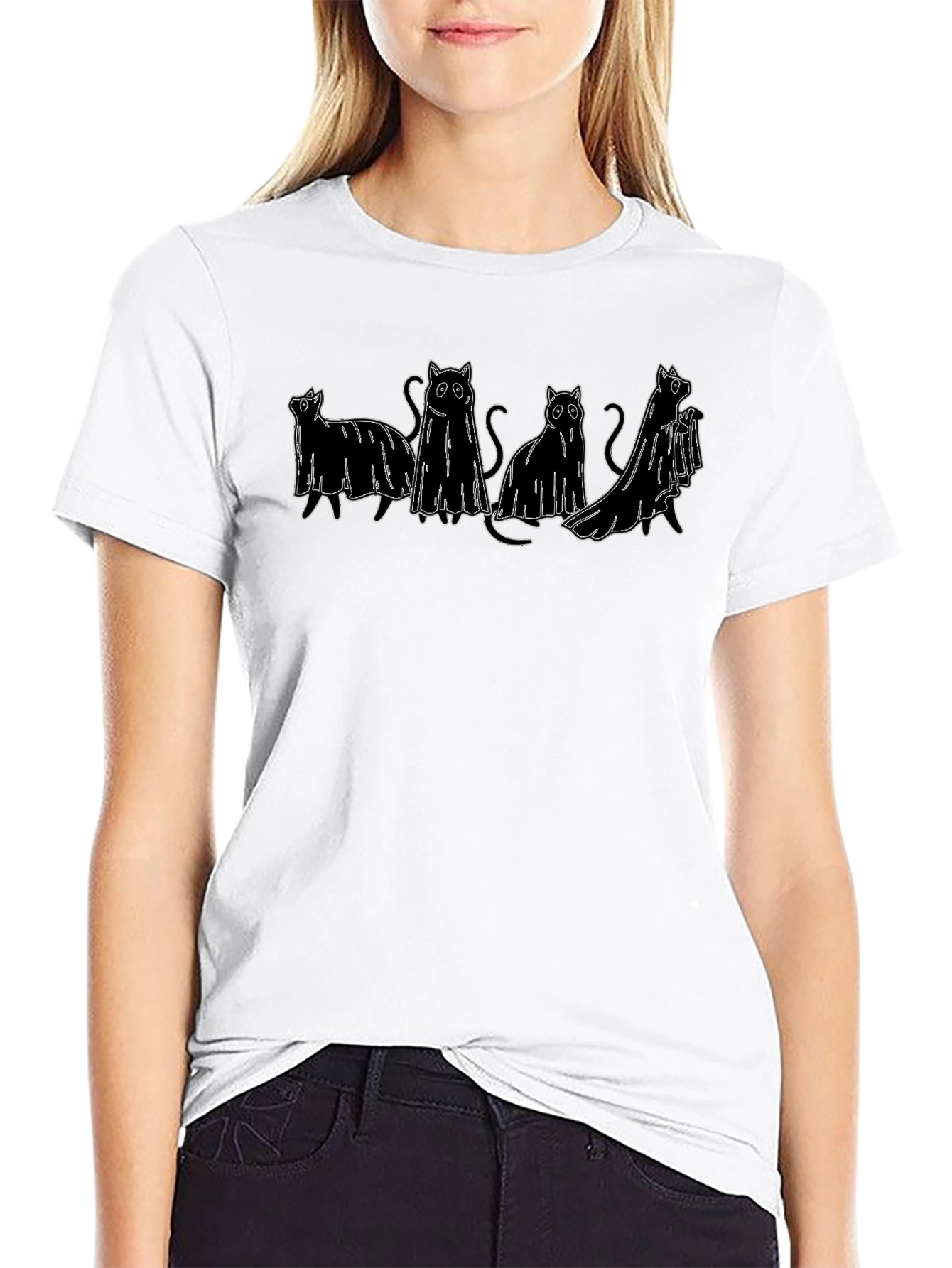 Ghost Cat T-Shirt - Spooky Season Apparel