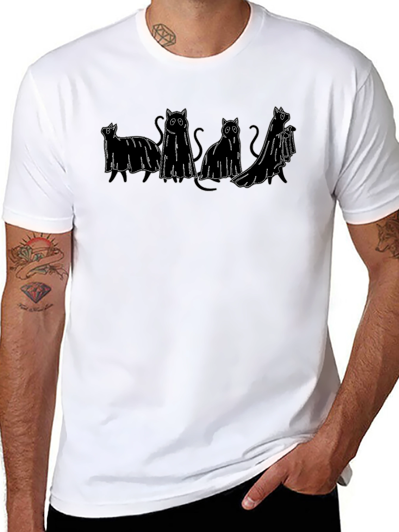 Ghost Cat T-Shirt - Spooky Season Apparel