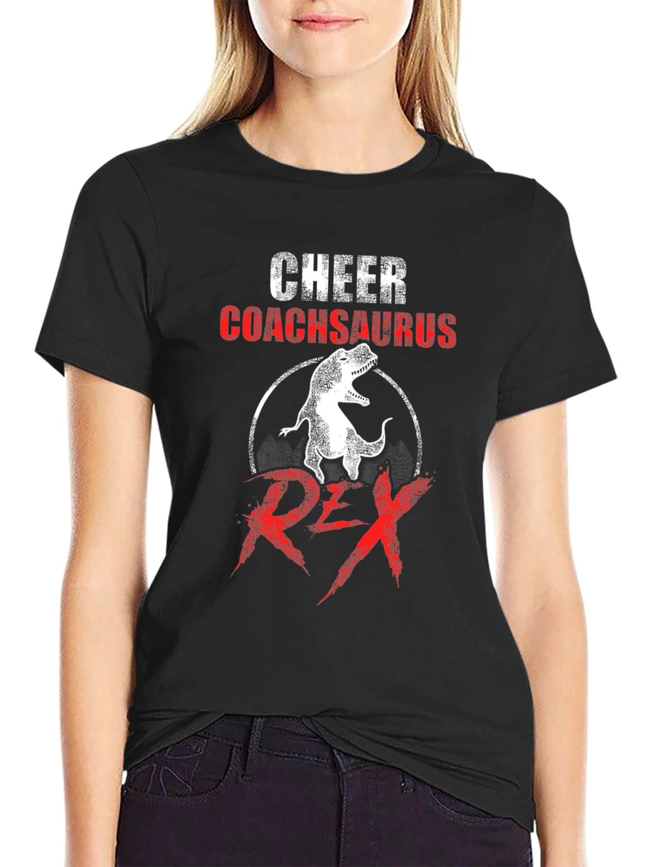 Cheer Coachsaurus Rex T-Shirt - Dinosaur Graphic Tee