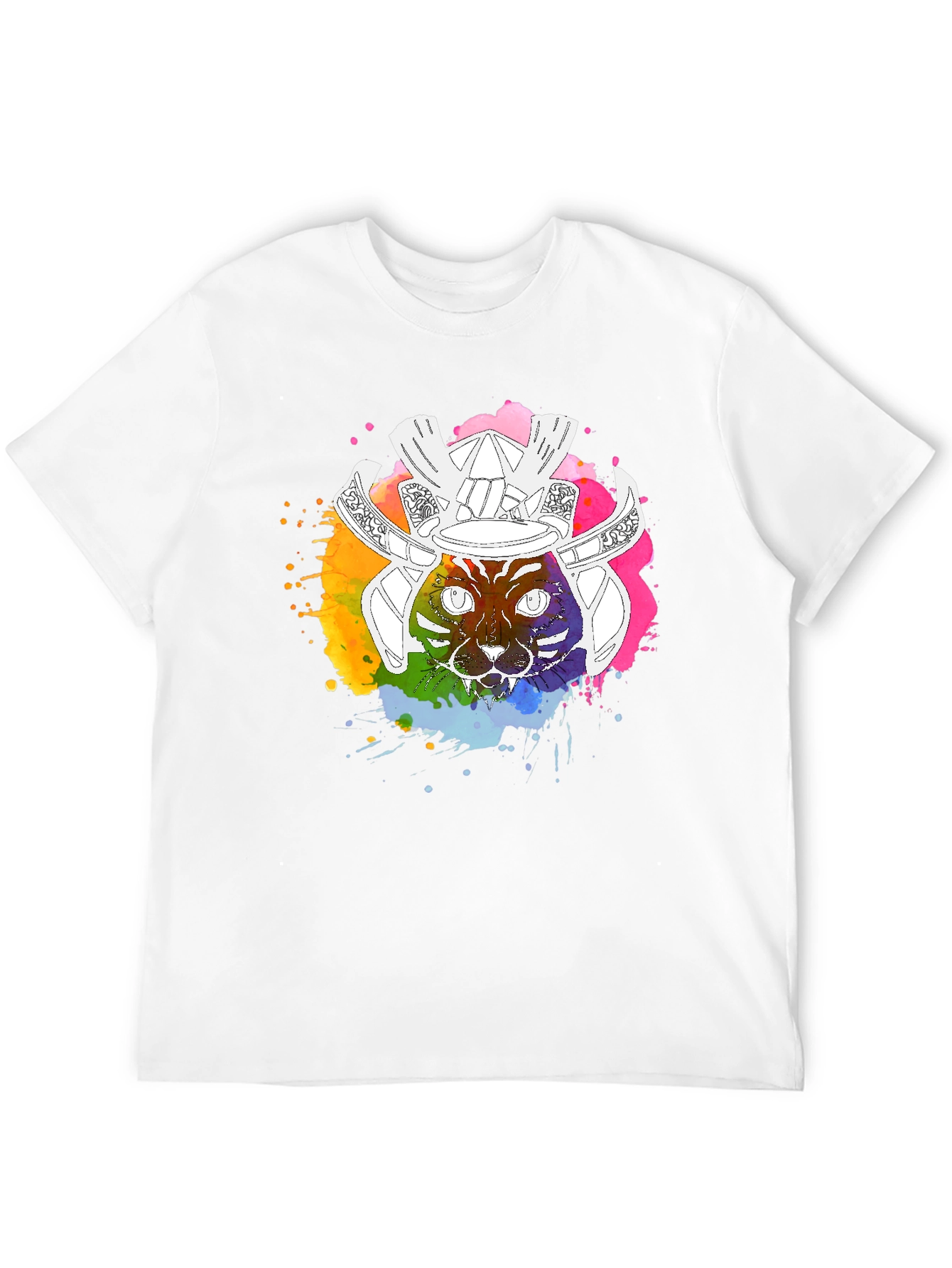 Samurai Cat Graphic T-Shirt - Mens Black Tee