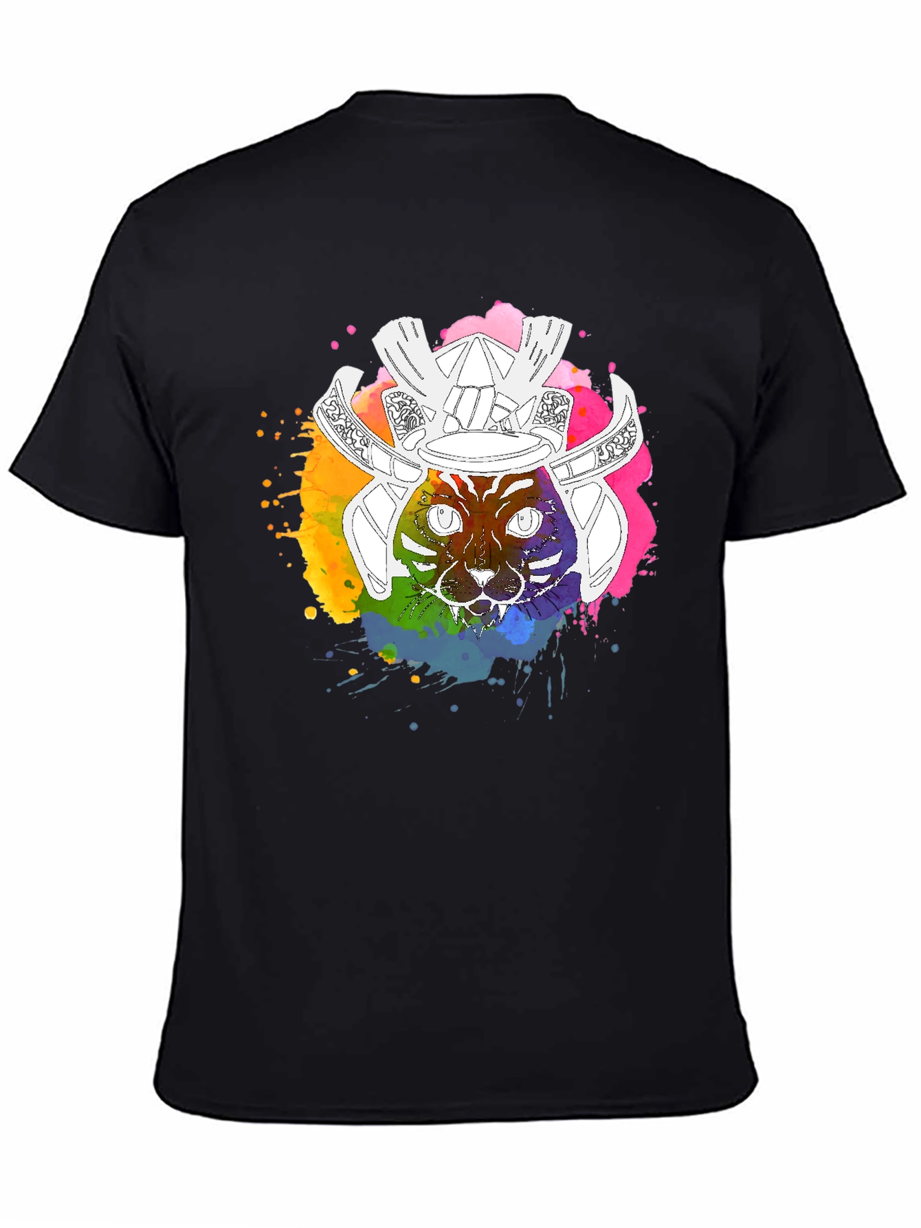 Samurai Cat Graphic T-Shirt - Mens Black Tee