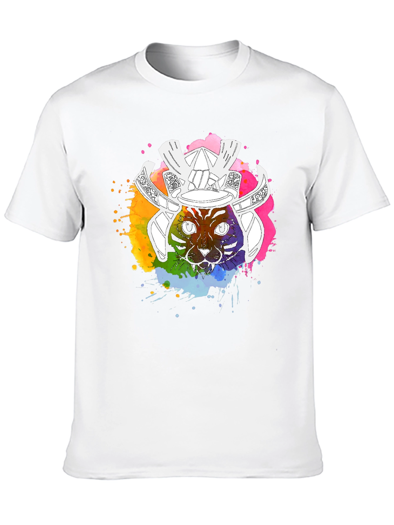 Samurai Cat Graphic T-Shirt - Mens Black Tee
