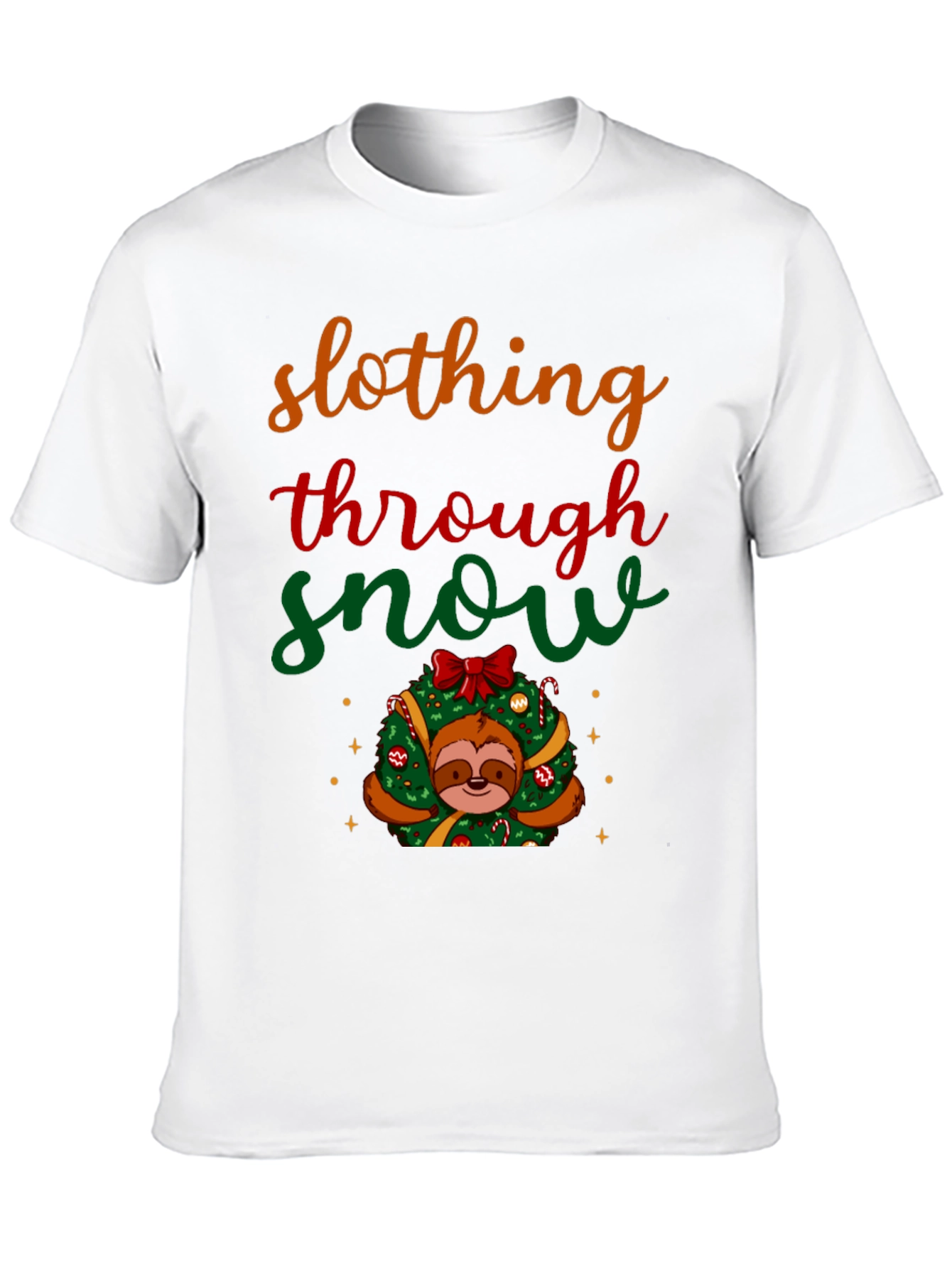 Slothing Through Snow Christmas Graphic Tee