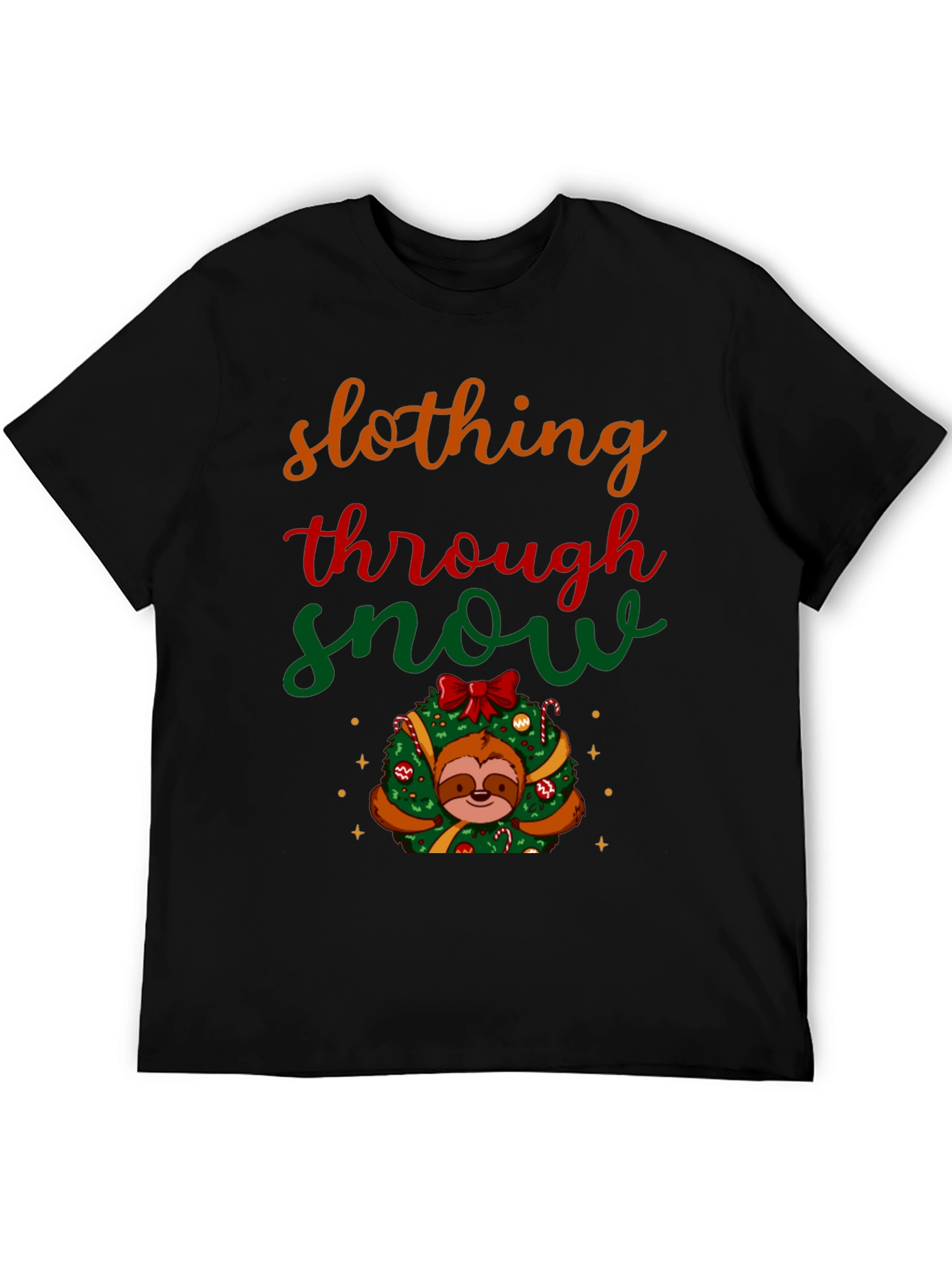 Slothing Through Snow Christmas Graphic Tee